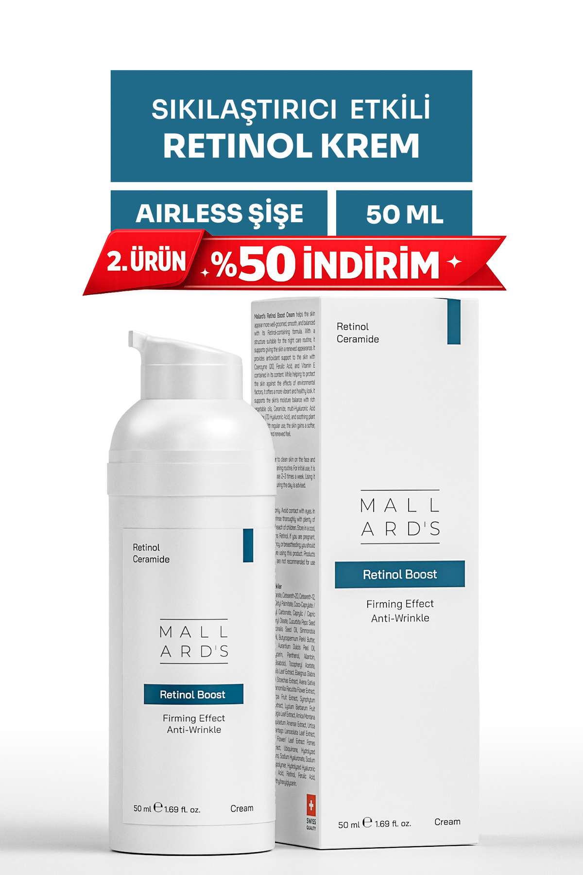 Mallards Retinol Boost, Yaşlanma ve Kırışıklık Karşıtı Gece Kremi, 50 ml