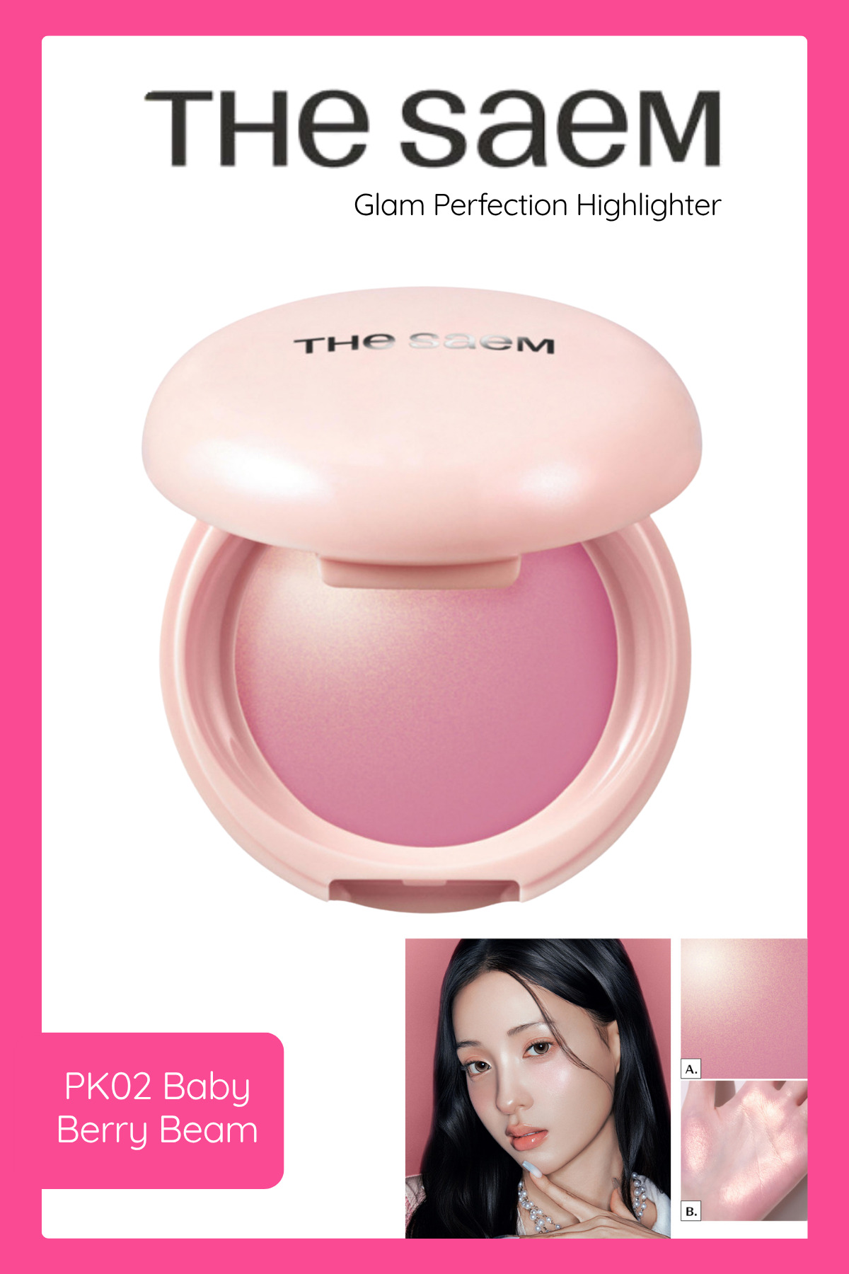 THE SAEM Glam Perfection Baked Highlighter / Yoğun Işıltı Veren Aydınlatıcı - PK02 Baby Berry Beam