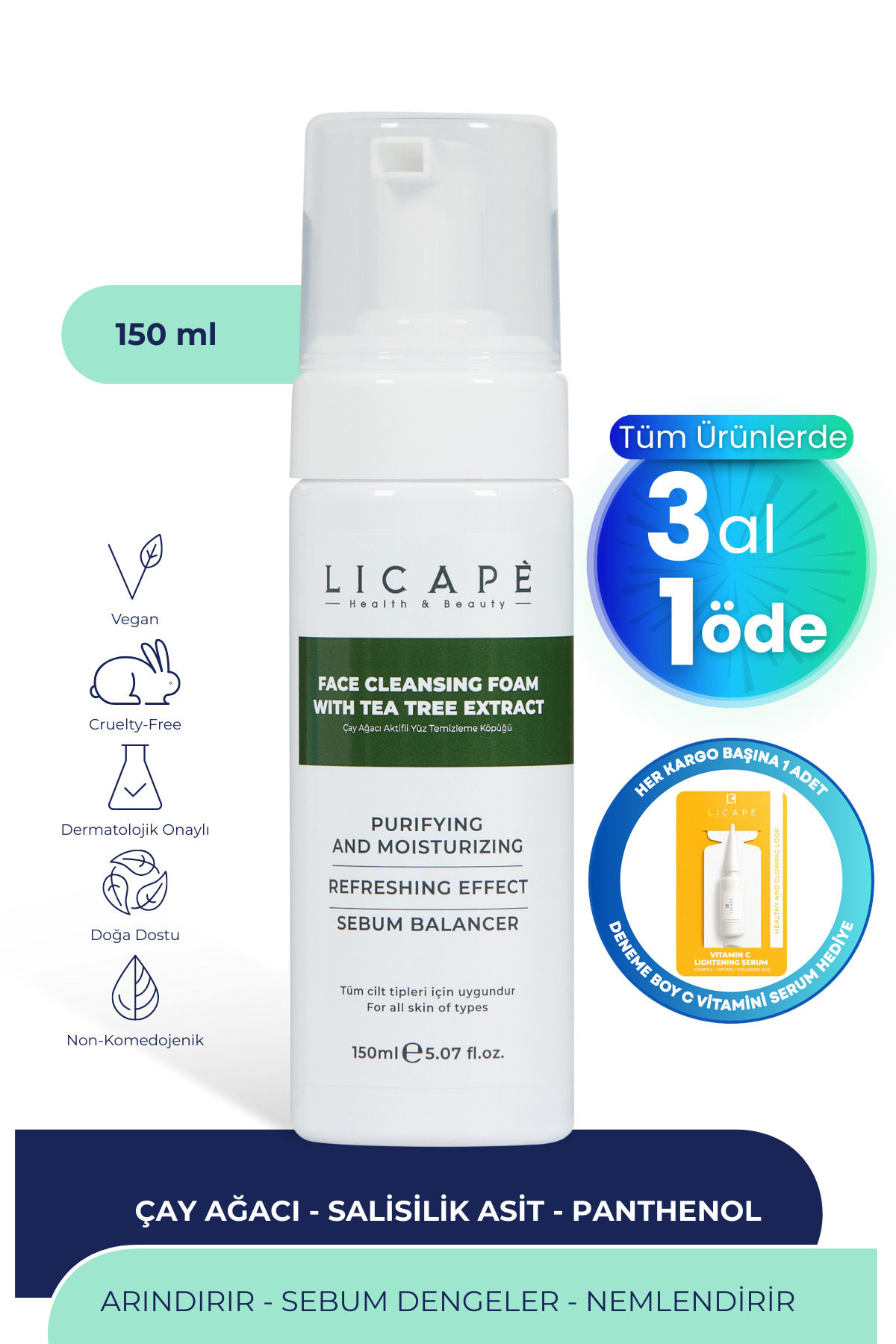 Licape Çay Ağacı Aktifli Yüz Temizleme Köpüğü 150ml
