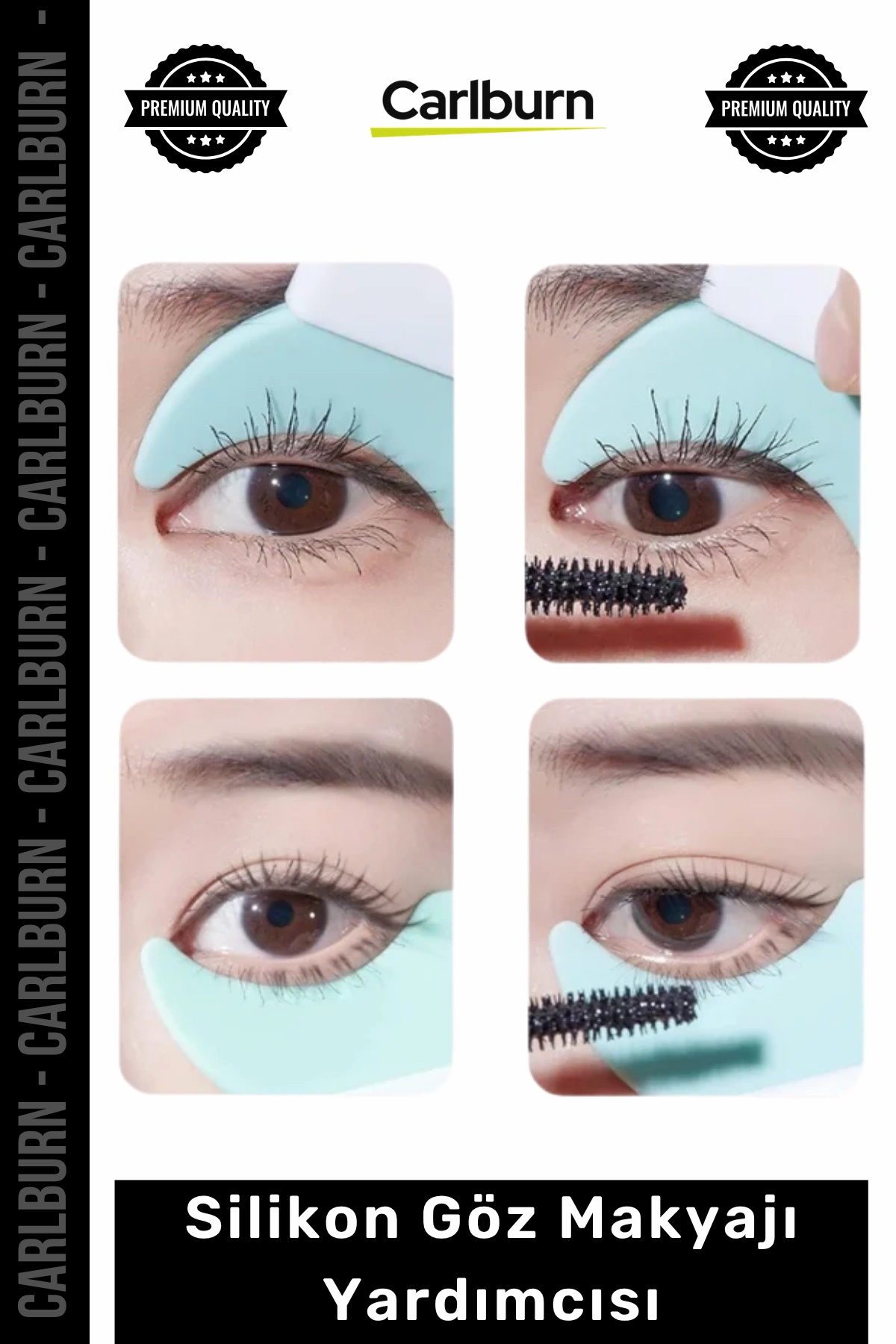 Carlburn Özel Üretim Maskara Eyeliner Uygulama Aparatı Pratik Makyaj Aksesuarı Silikon Göz Makyajı Yardımcısı