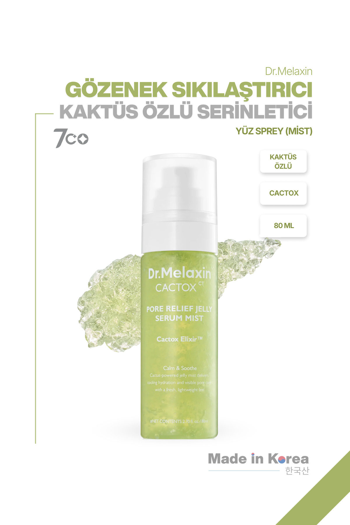 Dr.Melaxin Gözenek Sıkılaştırıcı | Kaktüs Özlü | Serinletici Jel Sprey Serum Mist 80 ml