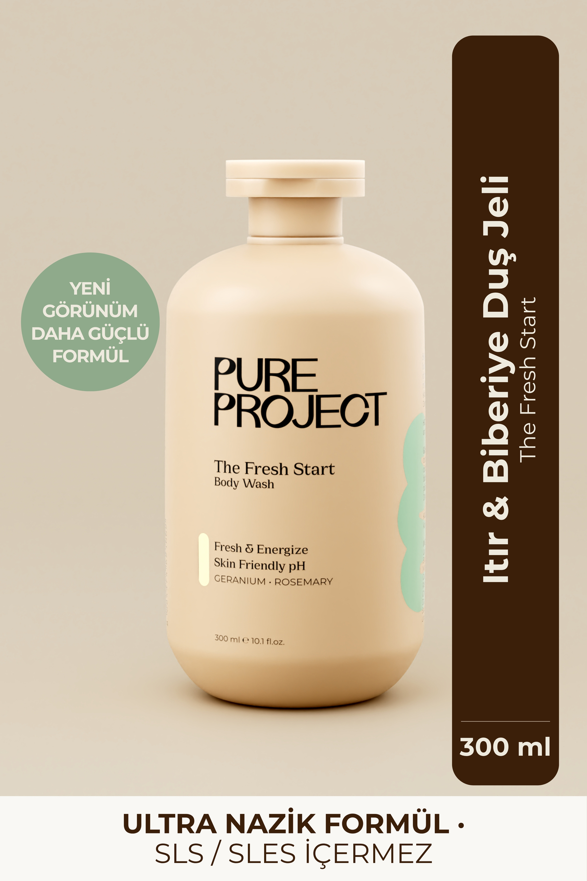 Pure Project Itır & Biberiye Duş Jeli 300 ml | Kurutmayan Formül & Uzun Süreli Ferahlık