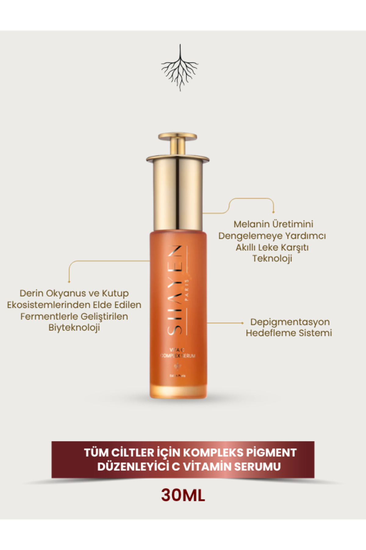 Shayen Paris Aydınlatıcı, Cilt Tonu Eşitleyici C Vitamini | Vita C Complex Serum 30 ml