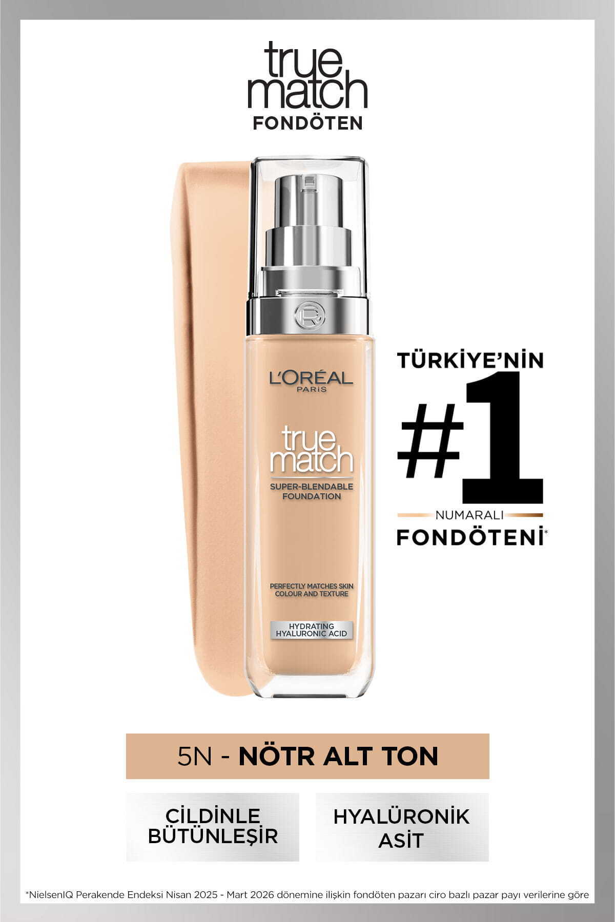 L'Oreal Paris True Match Bakım Yapan Fondöten - 5N Nötr Alt Ton
