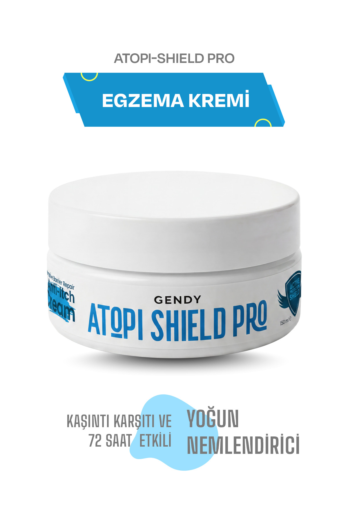 GENDY Atopi-Shield Pro - Kızarıklık ve Kuruluk Karşıtı, Yoğun Bariyer Onarıcı Eg.zama, Se.def ve Egzema Kremi 150 ML