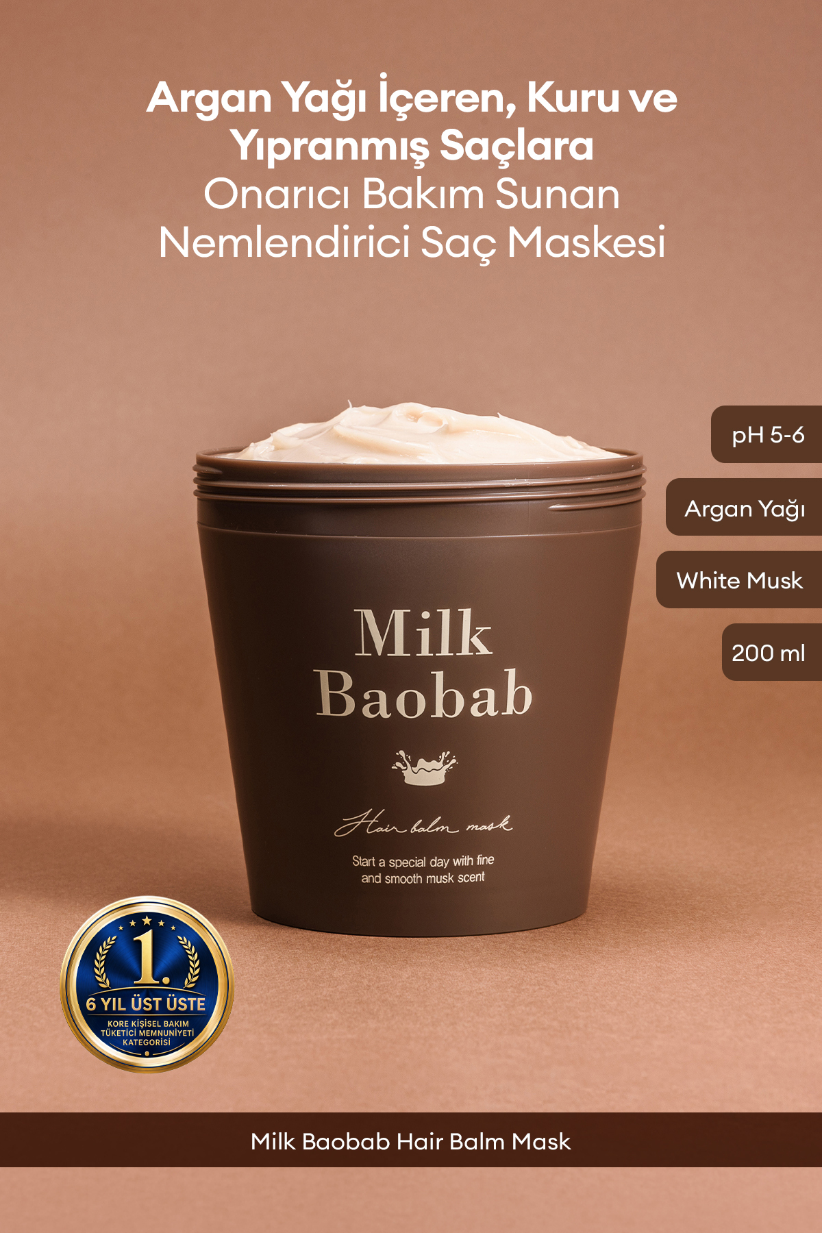 Milk Baobab Argan Yağ İçeren, Yıpranmış Kuru Saçı Onaran Nemlendirici Saç Maskesi Hair Balm Mask