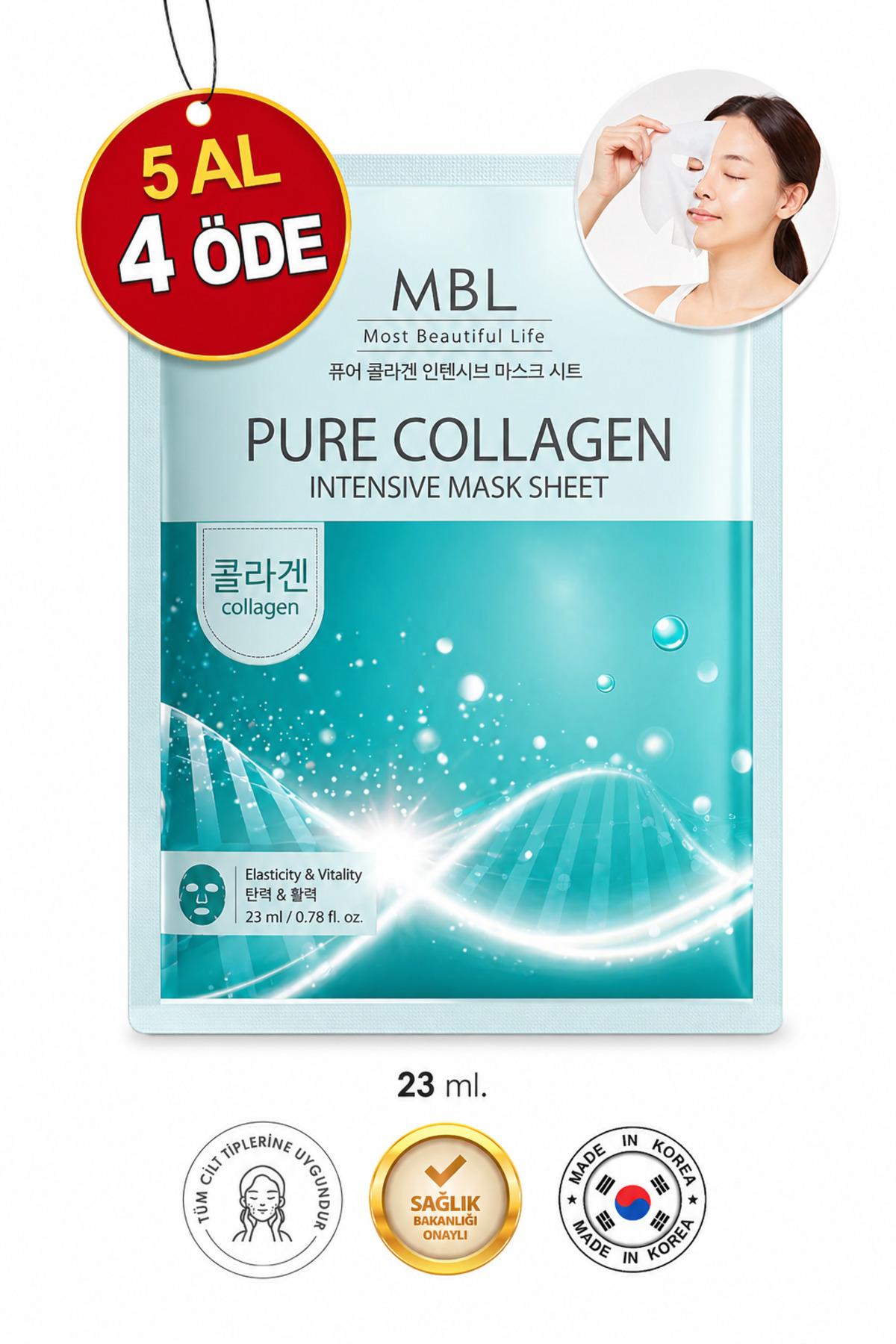 MBL Teresia MBL Pure Collagen Intensive Mask Sheet – Kolajen İçeren Sıkılaştırıcı Kağıt Maske 23ml