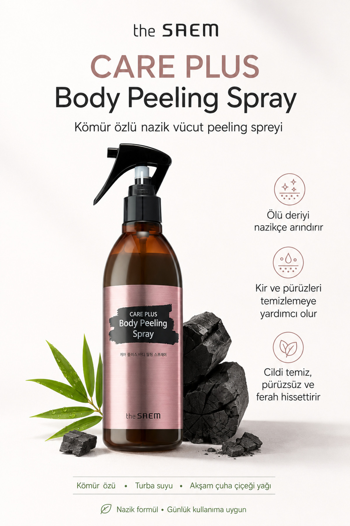 THE SAEM Care Plus Body Peeling Spray - Care Plus Vücut Peeling Spreyi 300 ml (VİONİNE)