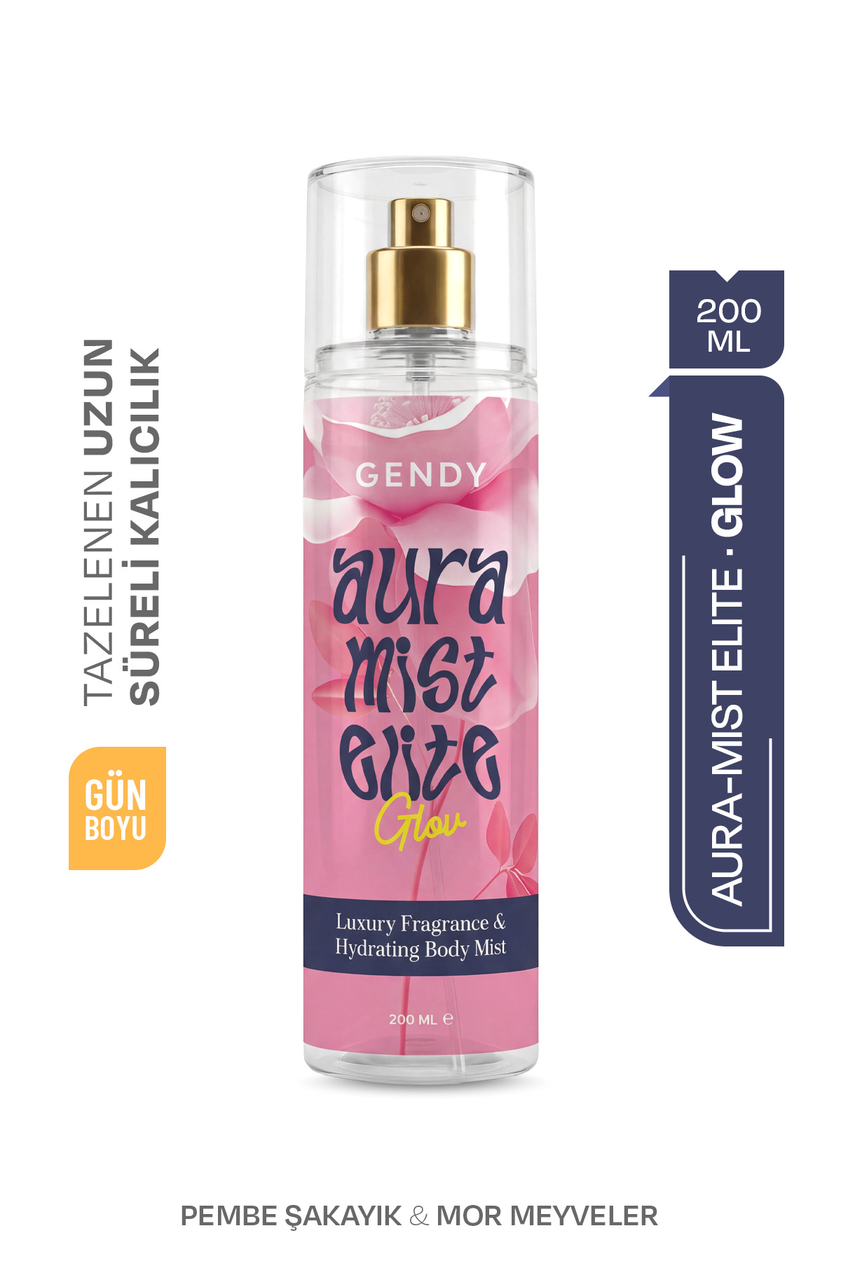 GENDY Aura Mist Elite - GLOW Body Mist, Parfümlü Vücut Spreyi 200 ML