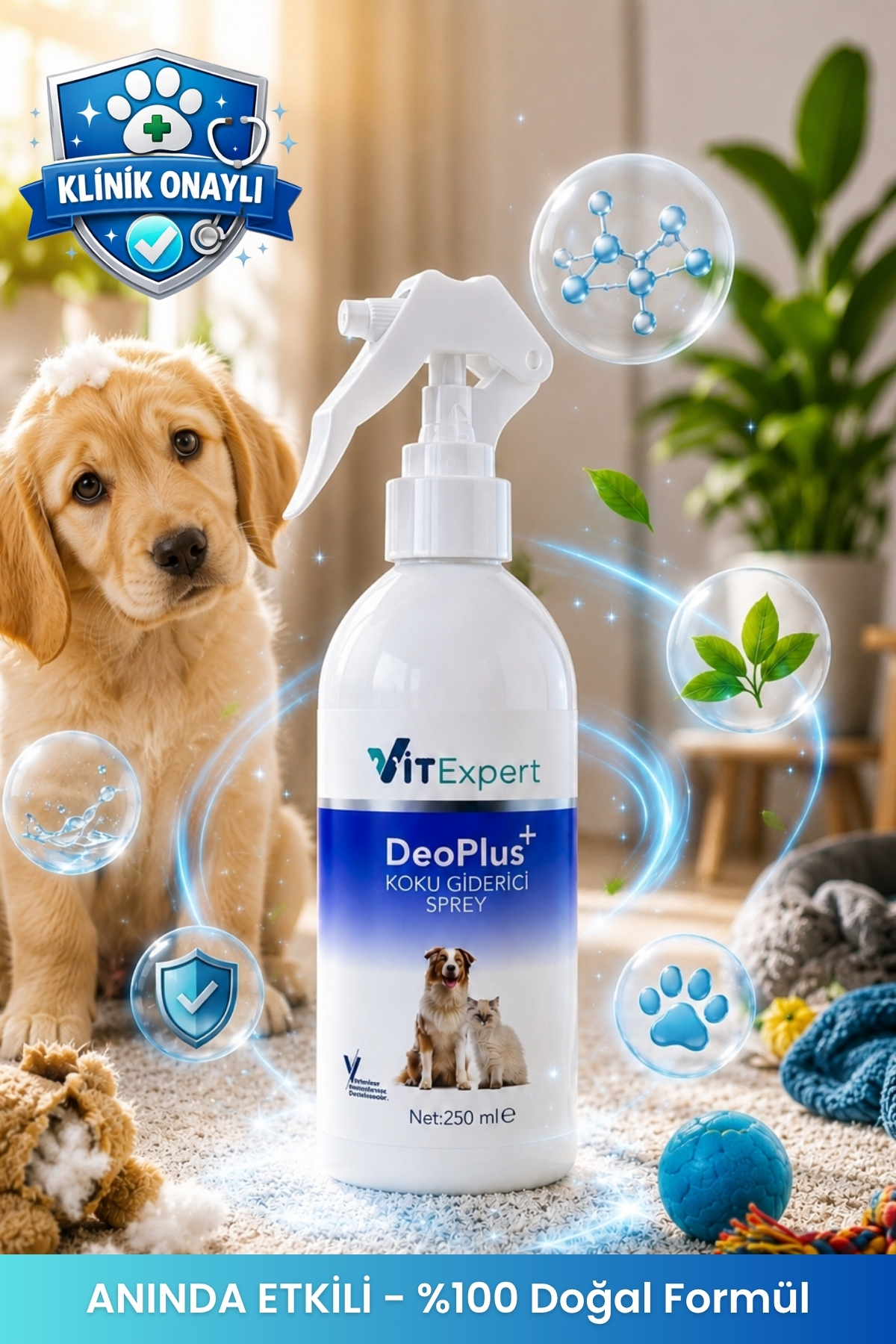 Vitexpert Köpek İdrar Tuvalet Çişi Koku Giderici Leke Çıkarıcı Çok Amaçlı Bebek Pudrası Kokulu Sprey