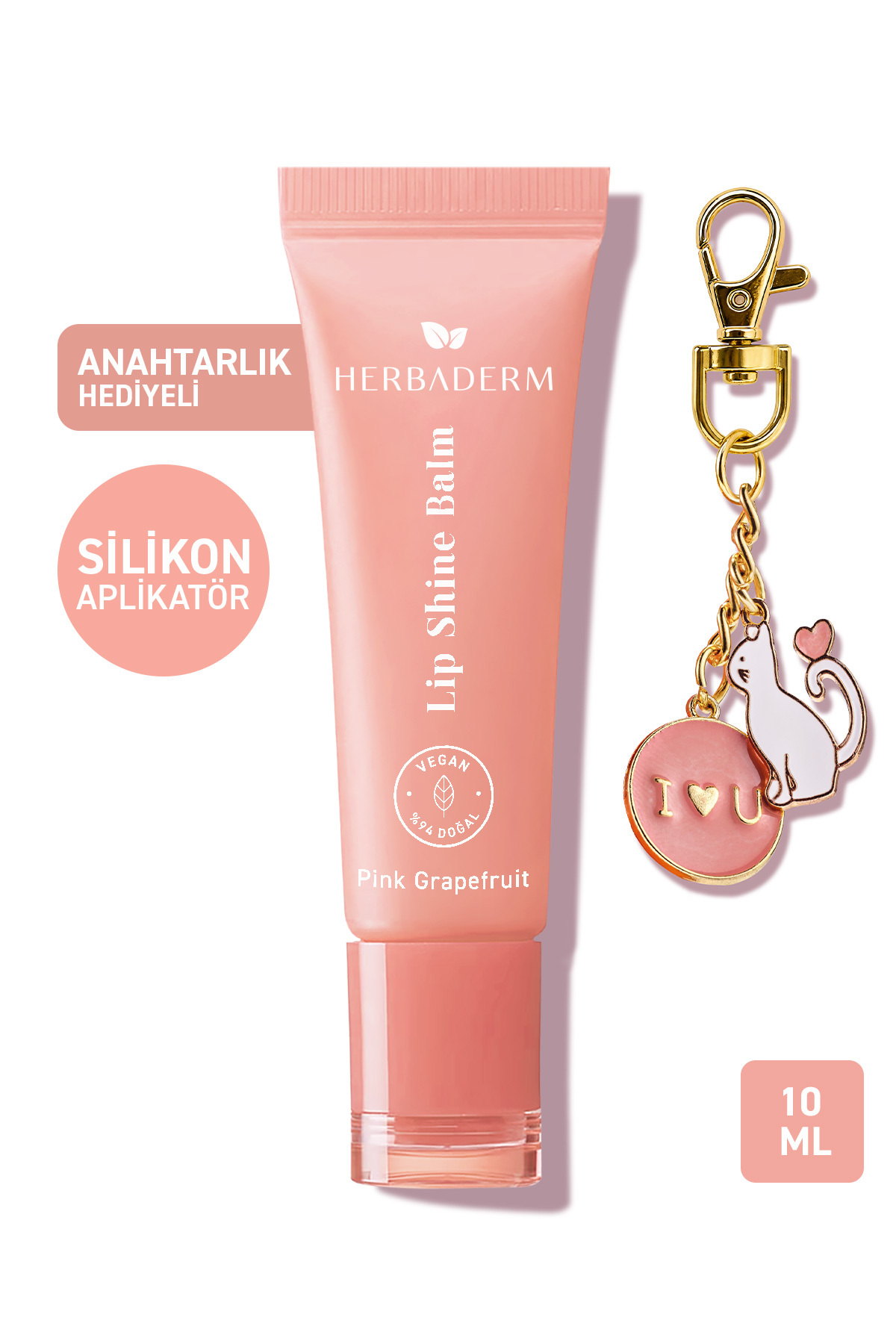 Herbaderm Pink Grapefruit, Parlatıcı, Dolgunlaştırıcı, Onarıcı Renkli Dudak Balmı, Anahtarlık Hediyeli, Greyfurt Aromalı 10 ml
