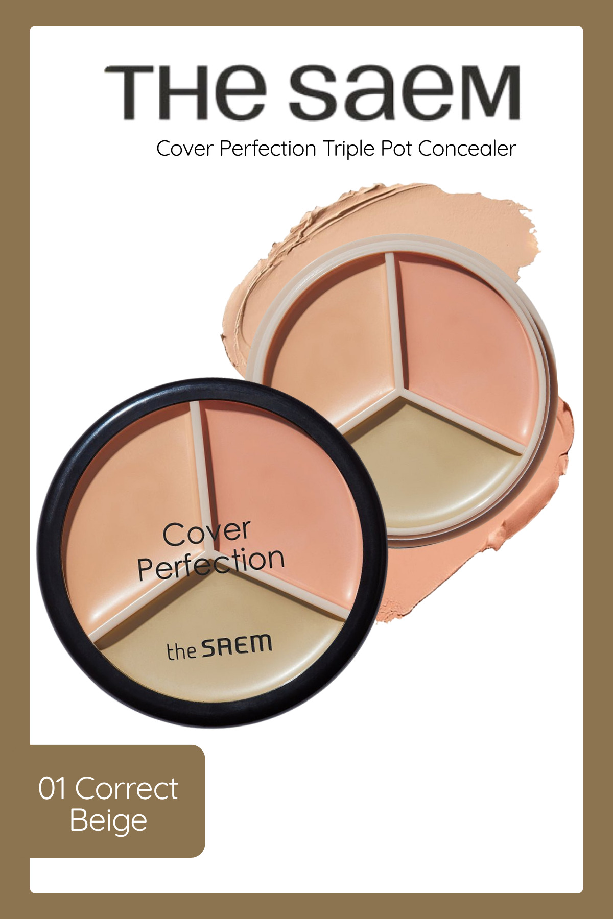 THE SAEM Cover Perfection Triple Pot 3'lü Kapatıcı Paleti - 01 Correct Beige (VİONİNE)