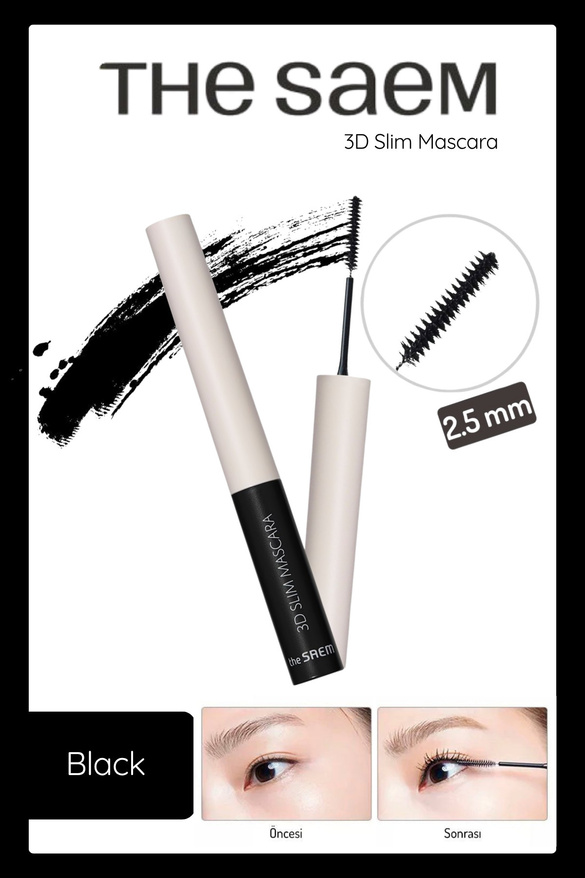 THE SAEM Saemmul 3D Slim Üç Boyutlu Ultra İnce Rimel - Siyah