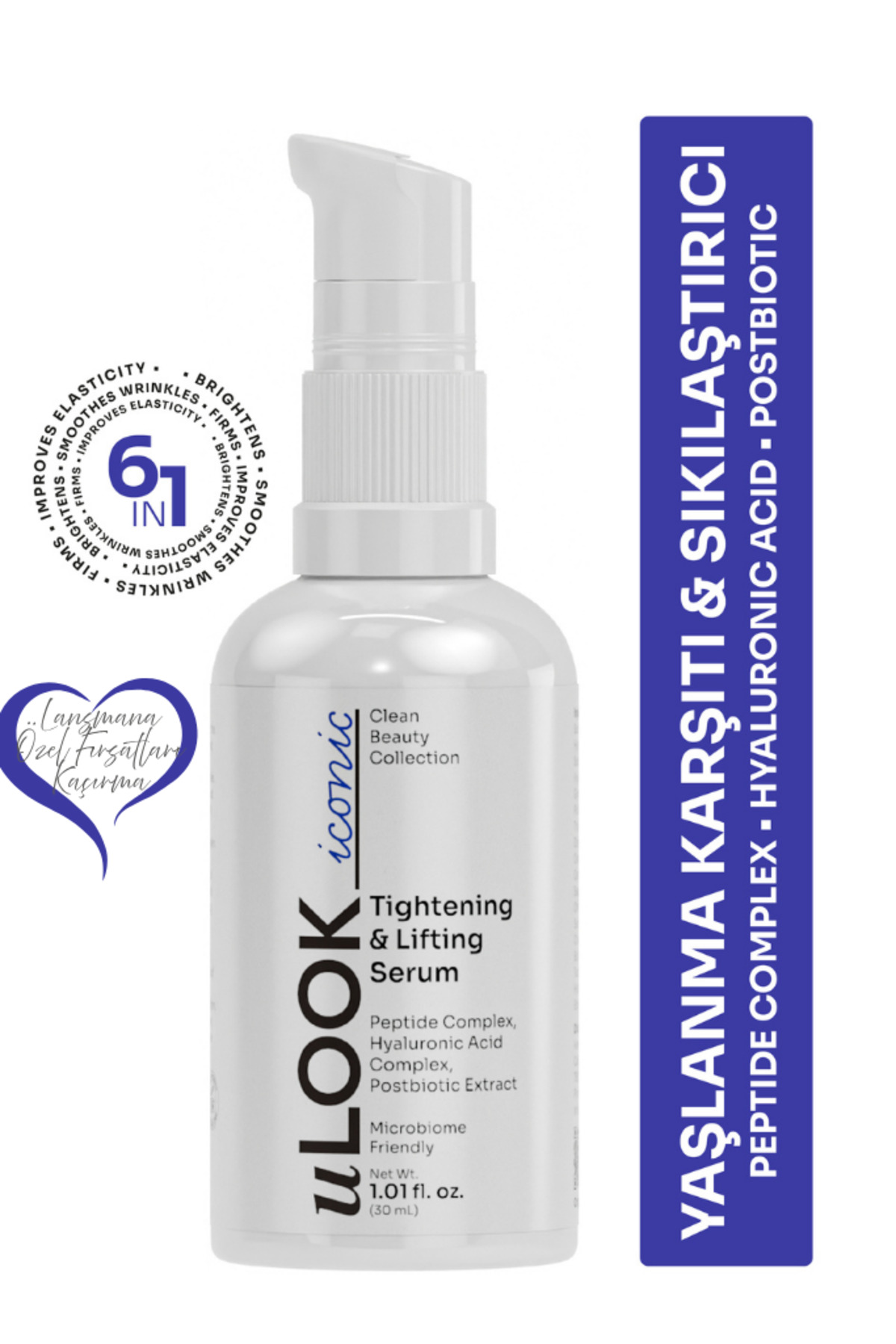 uLOOK Sıkılaştırıcı Serum 30 ml | Peptid & Hyaluronik Asit Kompleksi – Lifting, Sıkılaştırıcı & Nemlendirici Serum