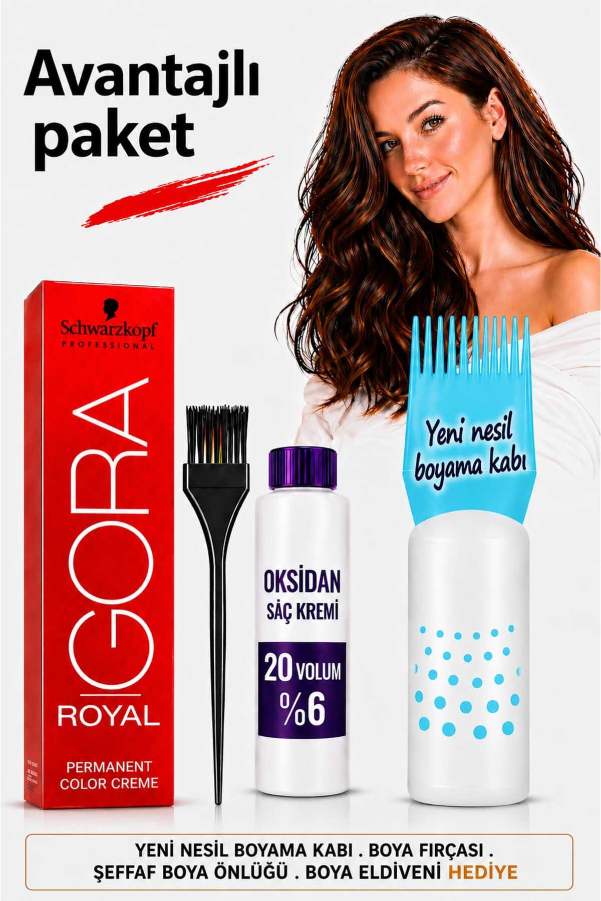 Schwarzkopf Saç Boyası 7-4 Kumral Bej 1 adet + Oksidan 20vol 1 Adet+Pratik Boya Kabı