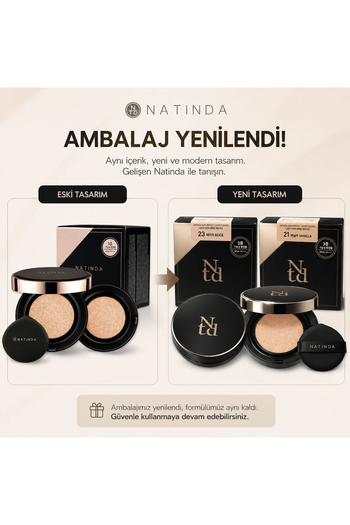 NATİNDA Natinda Cushion-aura Perfect Cover Cushıon #23 ( Yedekli )