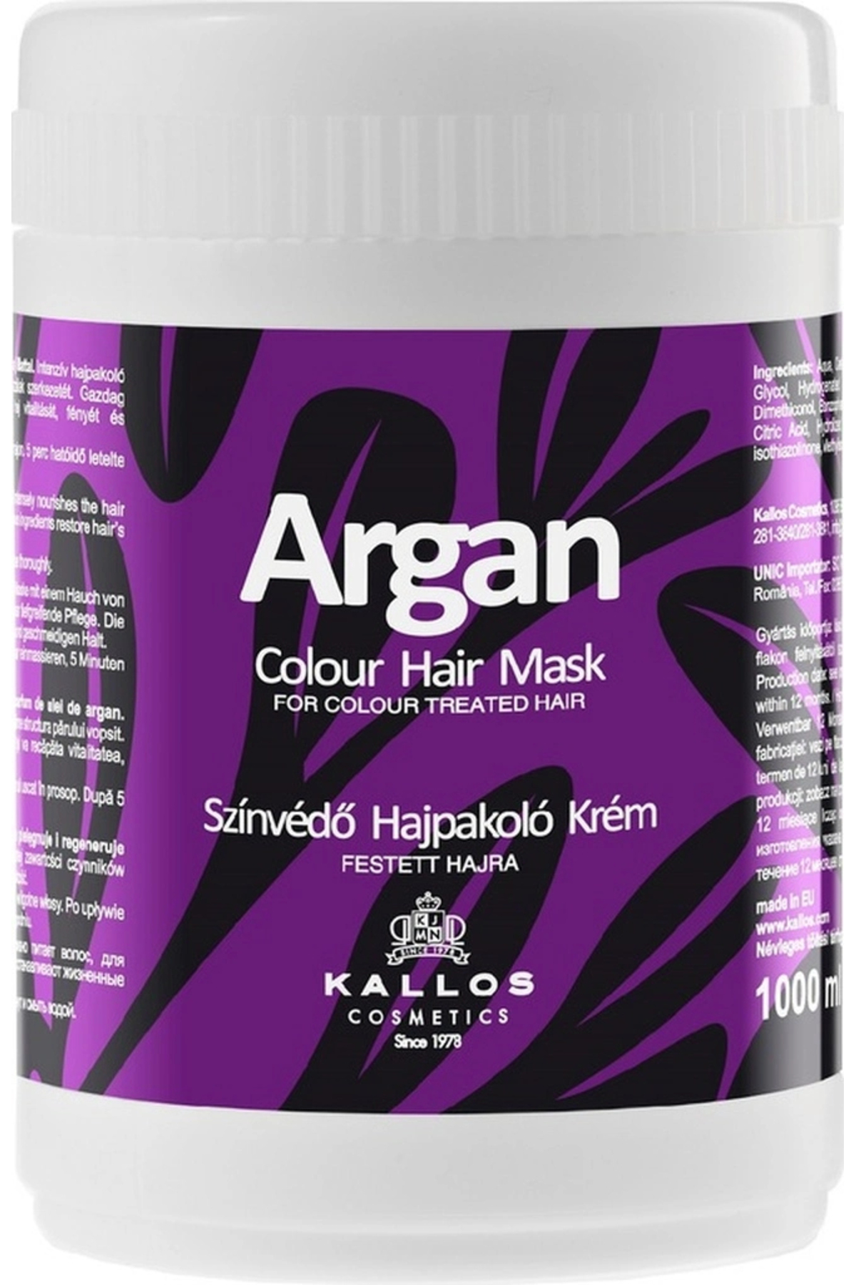 Kallos Cosmetics Kallos Argan 1000ml Boyalı Saçlar Için Argan Yağlı Saç Bakım Maskesi