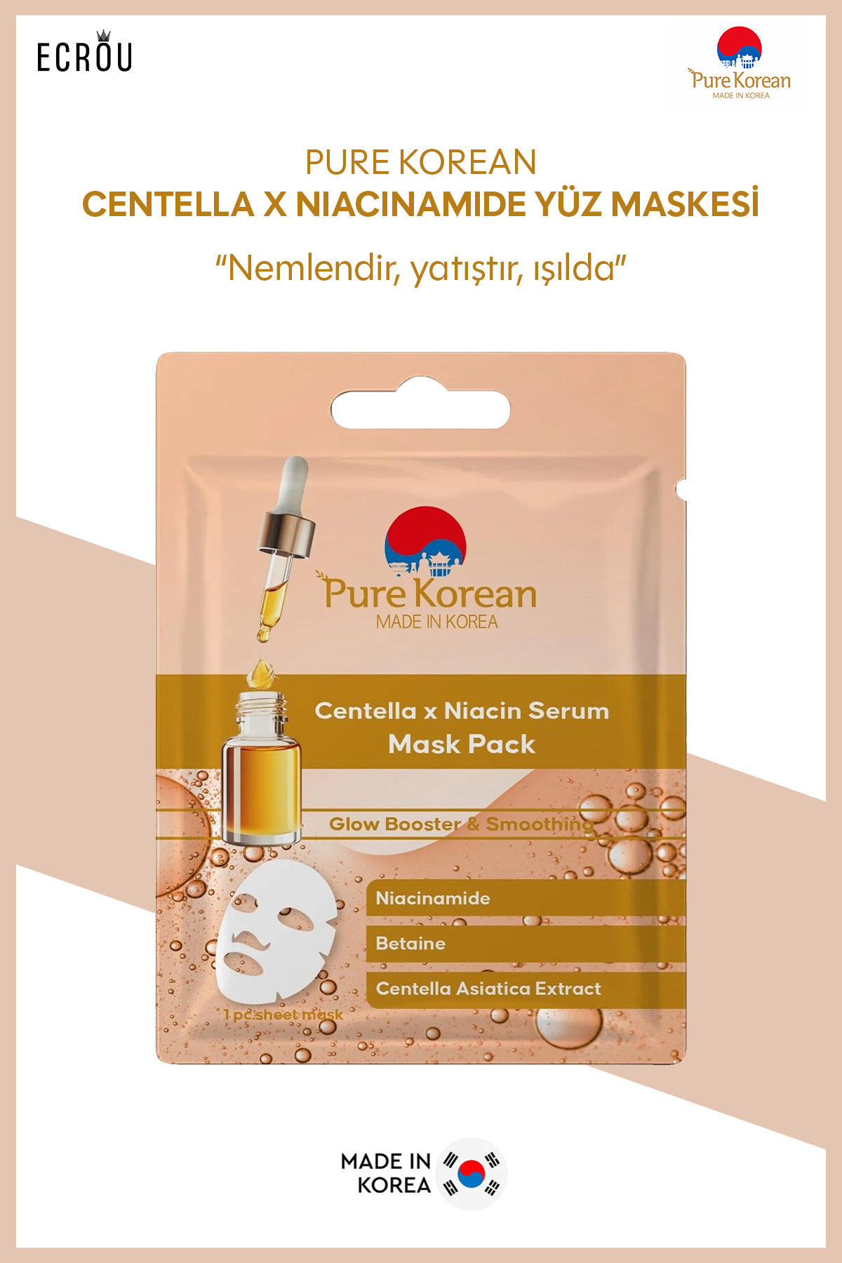 PURE KOREAN Centella & Niacin Serum Maske