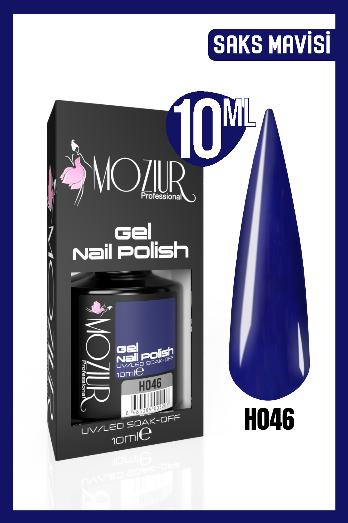 MOZIUR Kalıcı Oje Uv Led H046 (LACİVERT SERİSİ) 10ml