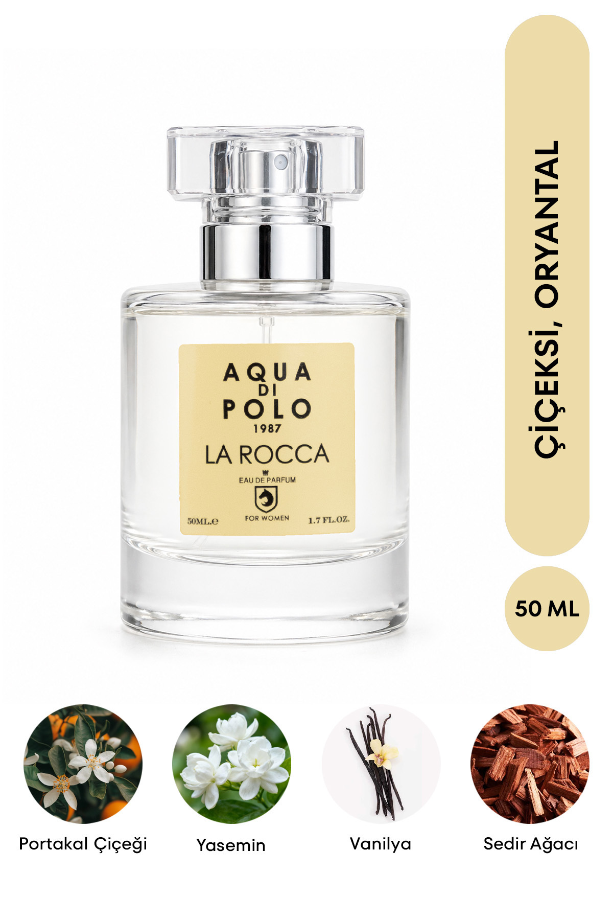 Aqua Di Polo 1987 La Rocca EDP Kadın Parfüm 50ml | Çiçeksi,Oryantal | Portakal Çiçeği, Kahve, Yasemin, Vanilya, Paçuli