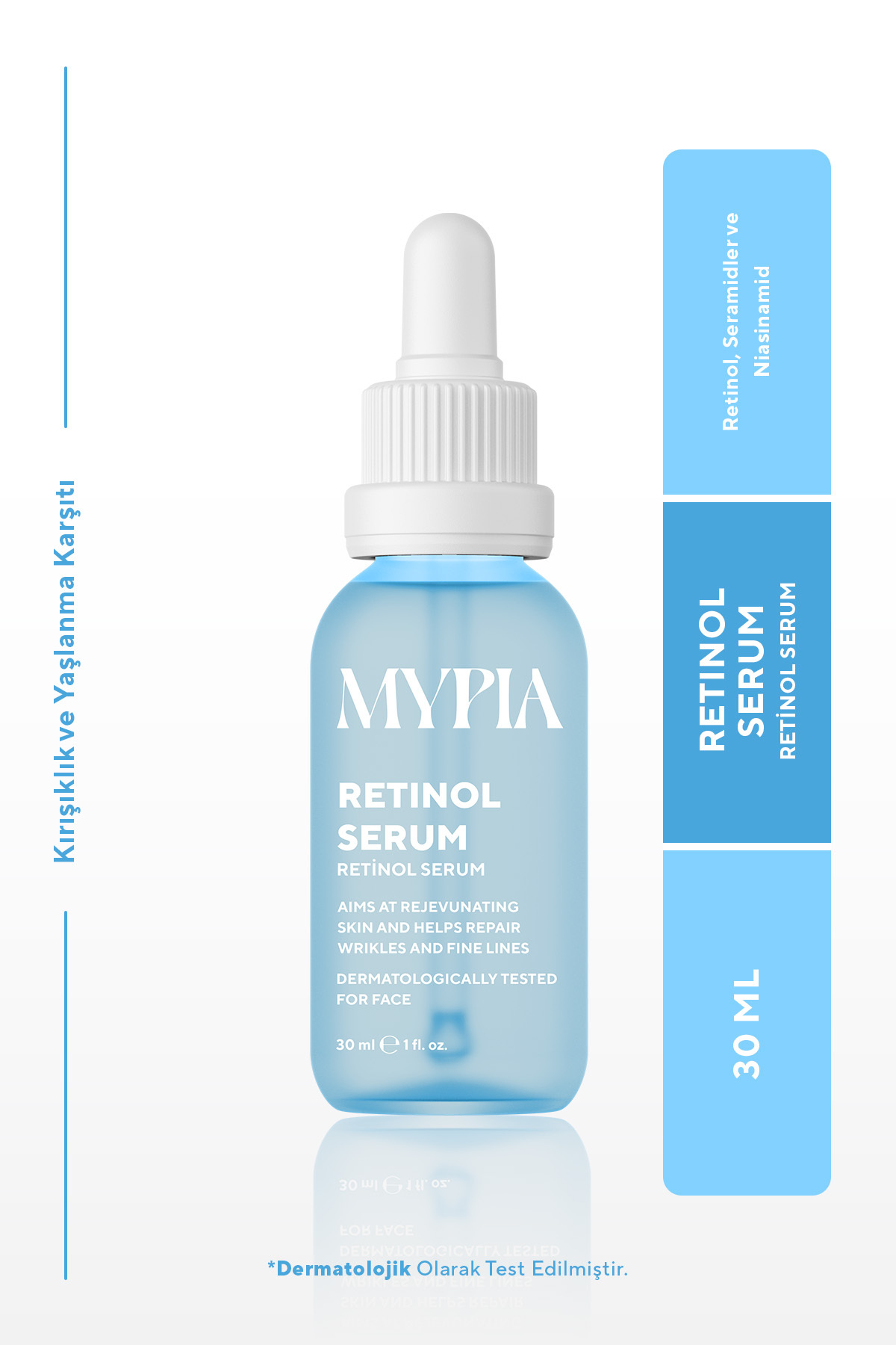 Mypia Cosmetics Kırışıklık ve Yaşlanma Karşıtı, Onarıcı & Aydınlatıcı Retinol Serum (1% Retinol & Ceramides) 30ML