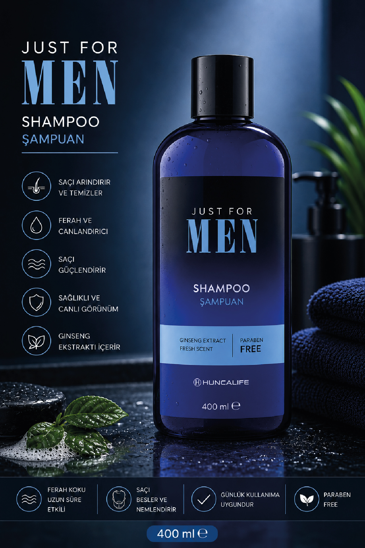 Huncalife Just For Men Saç Ve Vücut Şampuanı 400 ml