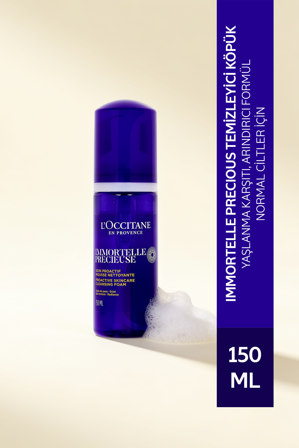 L'Occitane Immortelle Precious İlk Yaşlanma Belirtileri için Temizleyici Köpük, Ölmezotu Yağı İçeren, 150 ml