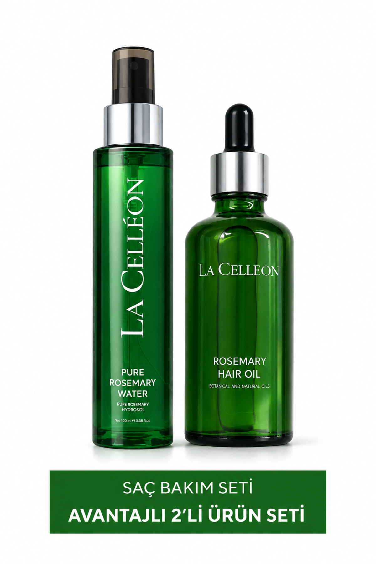 la celleon Biberiye Saç Bakım Seti | Saf Biberiye Suyu 100 ml + Biberiye Saç Yağı 50 ml | Yıpranmış ve Dökülmeye Eğilimli Saçlar İçin
