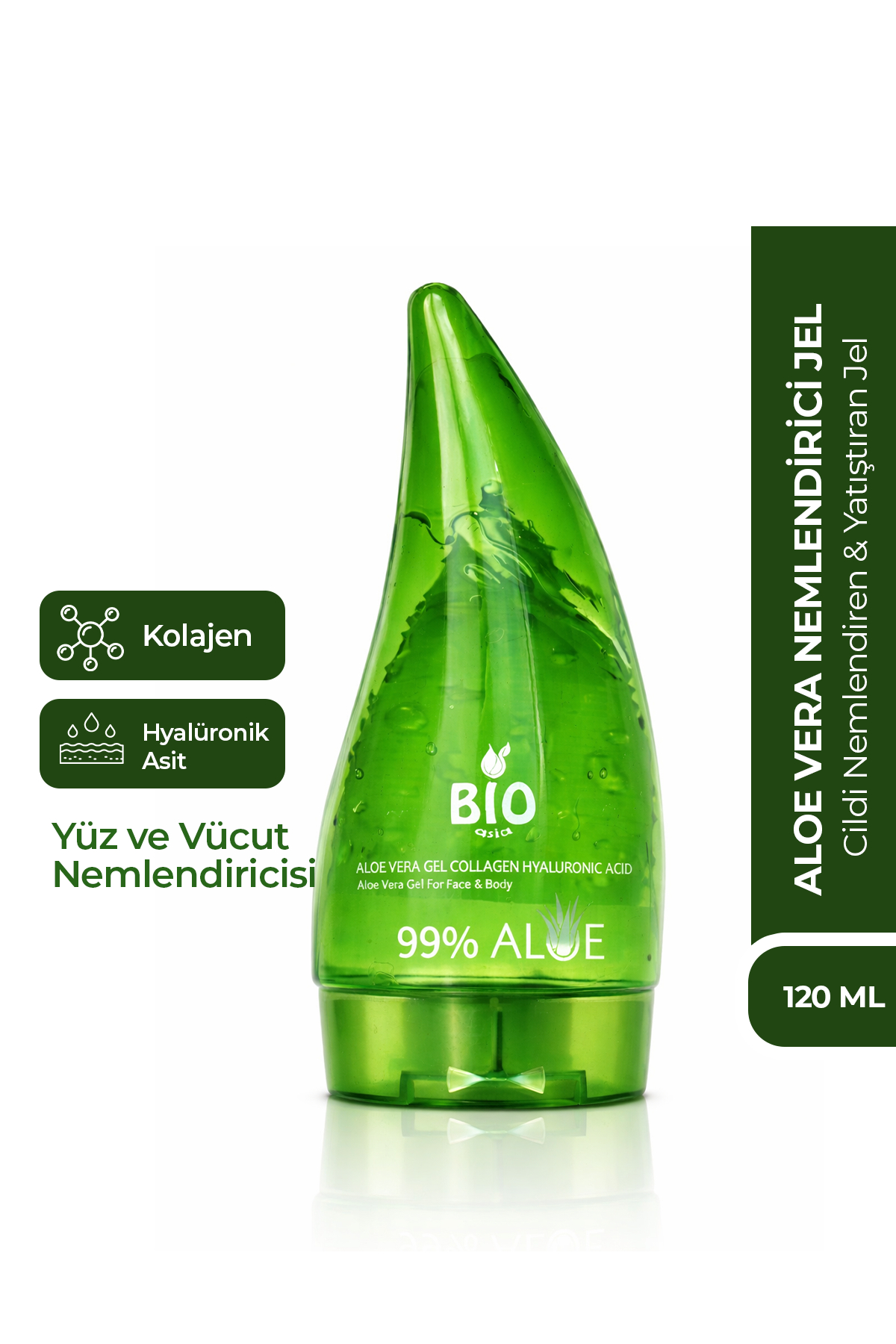 Bio Asia Aloe Vera Jel 120 ml – Cildi Yatıştırıcı, Nemlendirici & Onarıcı Jel Formül
