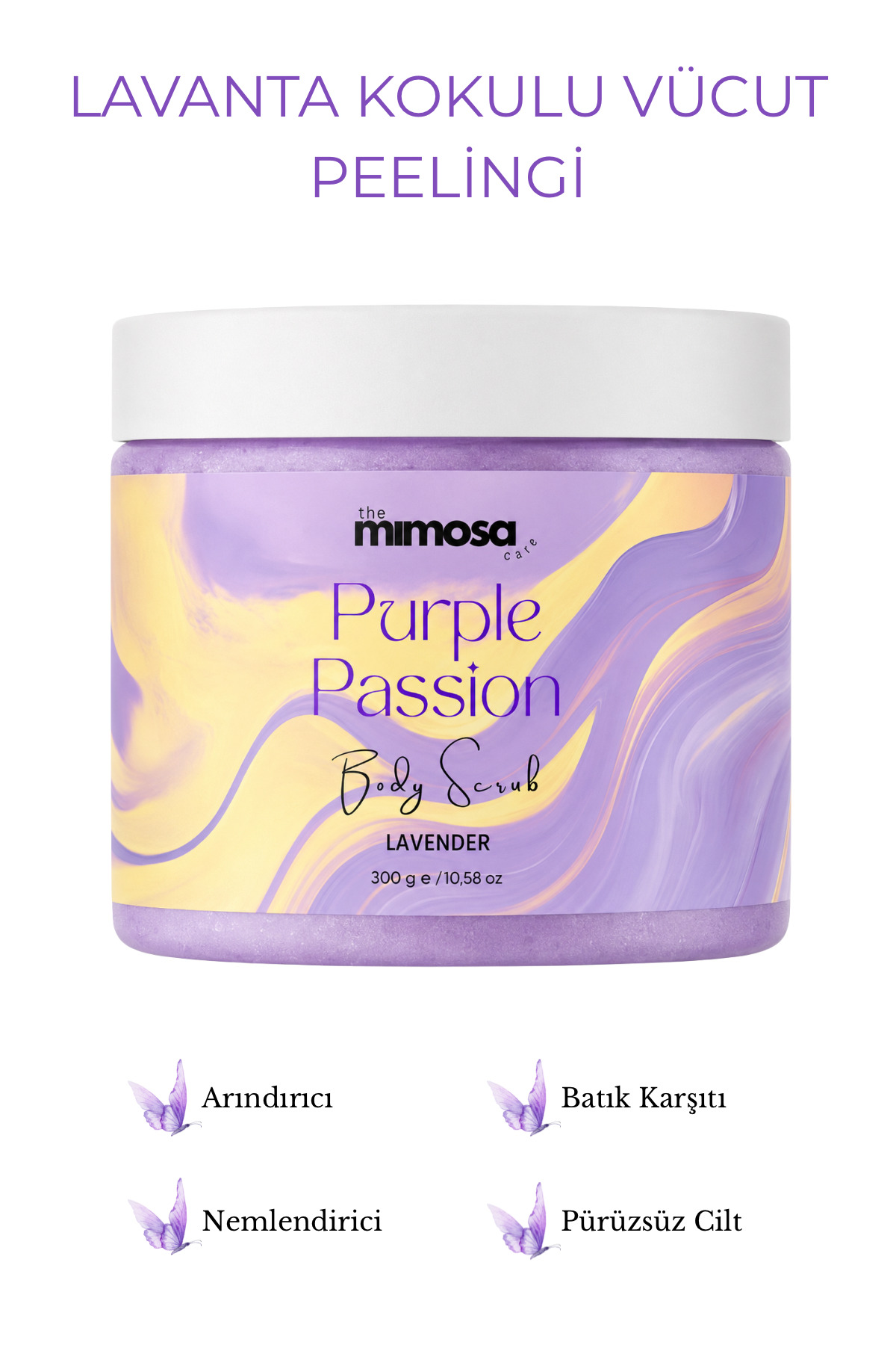 The Mimosa Care Lavanta Özlü Batık Giderici,Onarıcı,Nemlendirici El-Vücut Peeling