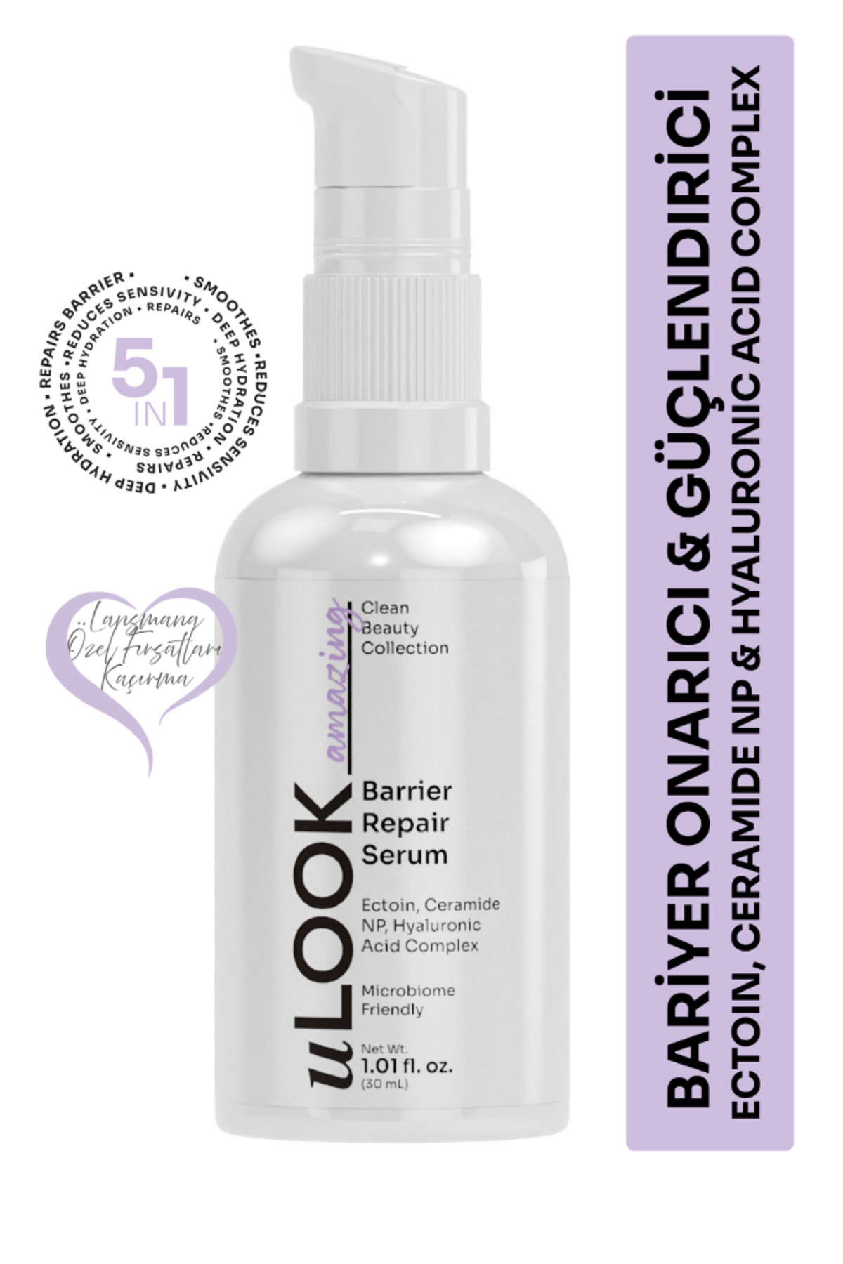 uLOOK Hassas Ciltler İçin Bariyer Onarıcı Serum | Ceramide ve Postbiyotik Destekli Bakım | 30 ml