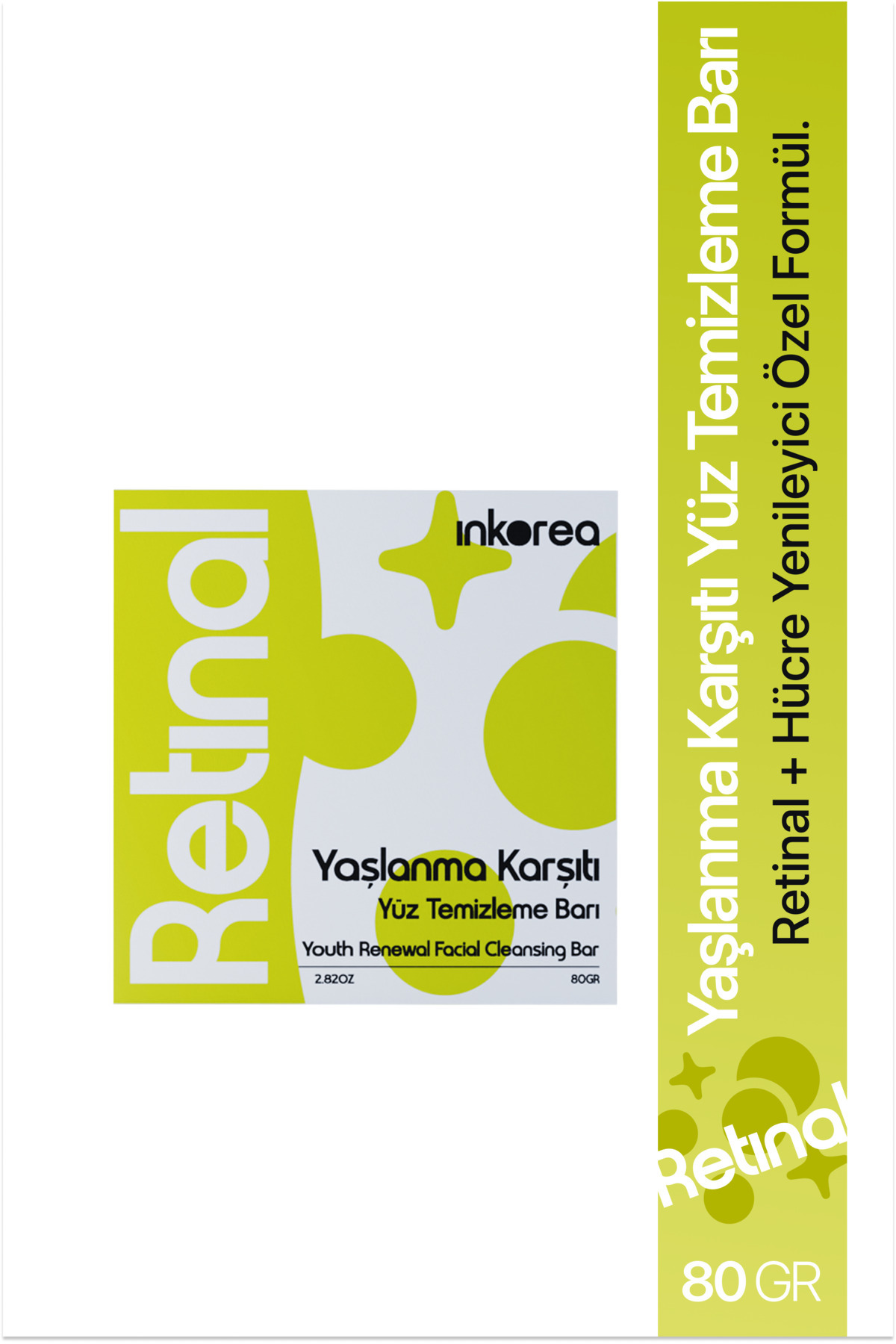 inkorea Retinal Yaşlanma Karşıtı Yüz Temizleme Barı 80 gr - ve Kırışıklık Karşıtı Sabun