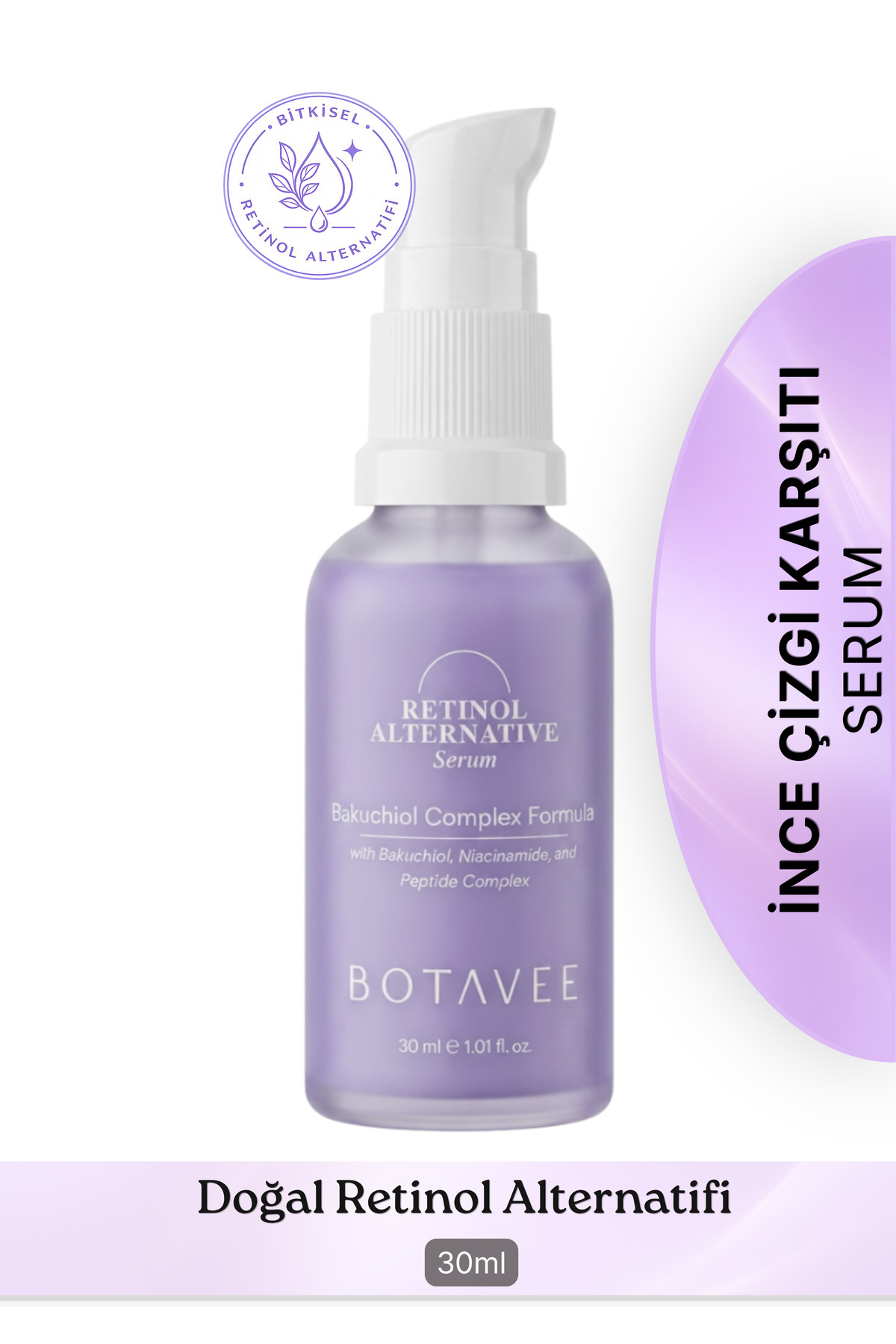 Botavee Retinol Alternatifi Bakuchiol Serum - Yaşlanma Karşıtı, Canlandırıcı ve Aydınlatıcı Yüz Serumu - 30 ml