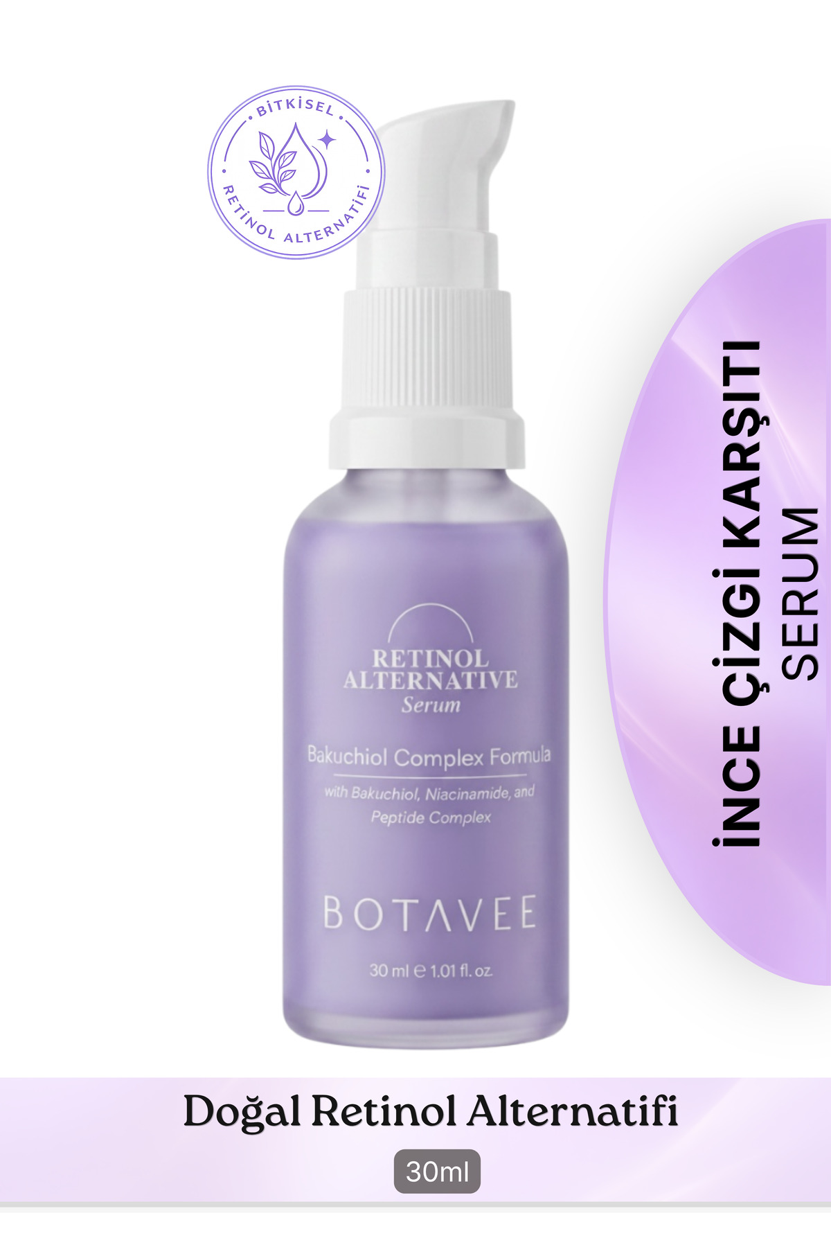 Botavee Retinol Alternatifi Bakuchiol Serum - Yaşlanma Karşıtı, Canlandırıcı ve Aydınlatıcı Yüz Serumu - 30 ml