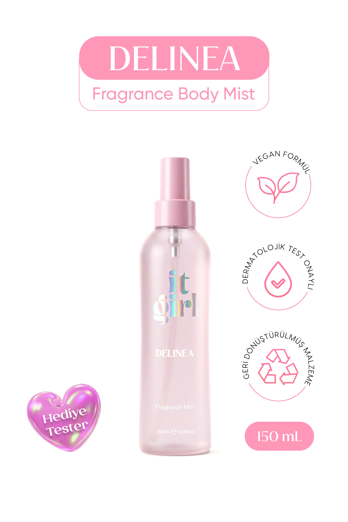 It Girl Delina Body Mist Vücut Spreyi 150 ml – Gül Notalı Çiçeksi ve Meyvemsi Koku
