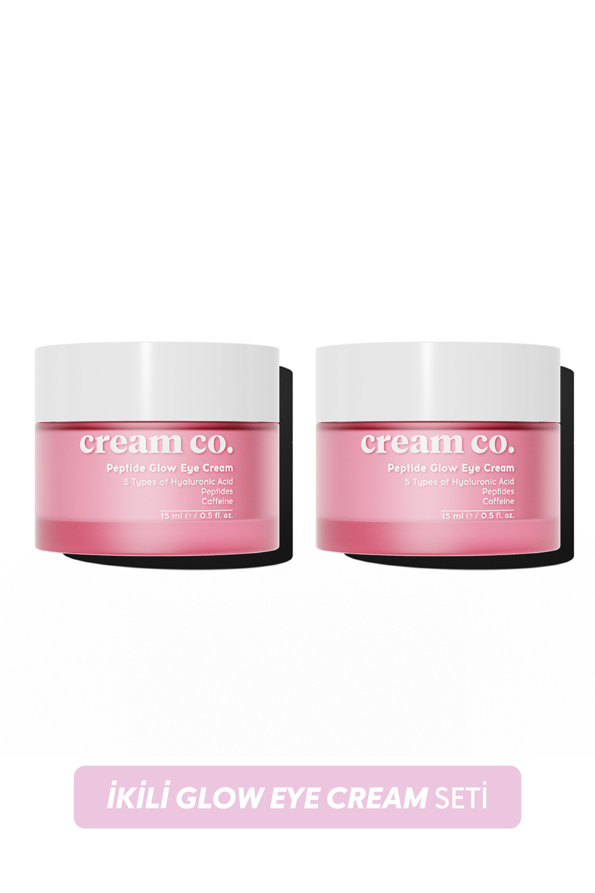 Cream Co. İkili Göz Kremi Seti Aydınlatıcı Göz Çevresi Kırışıklık Karşıtı Nemlendirici Set Peptit Kafein