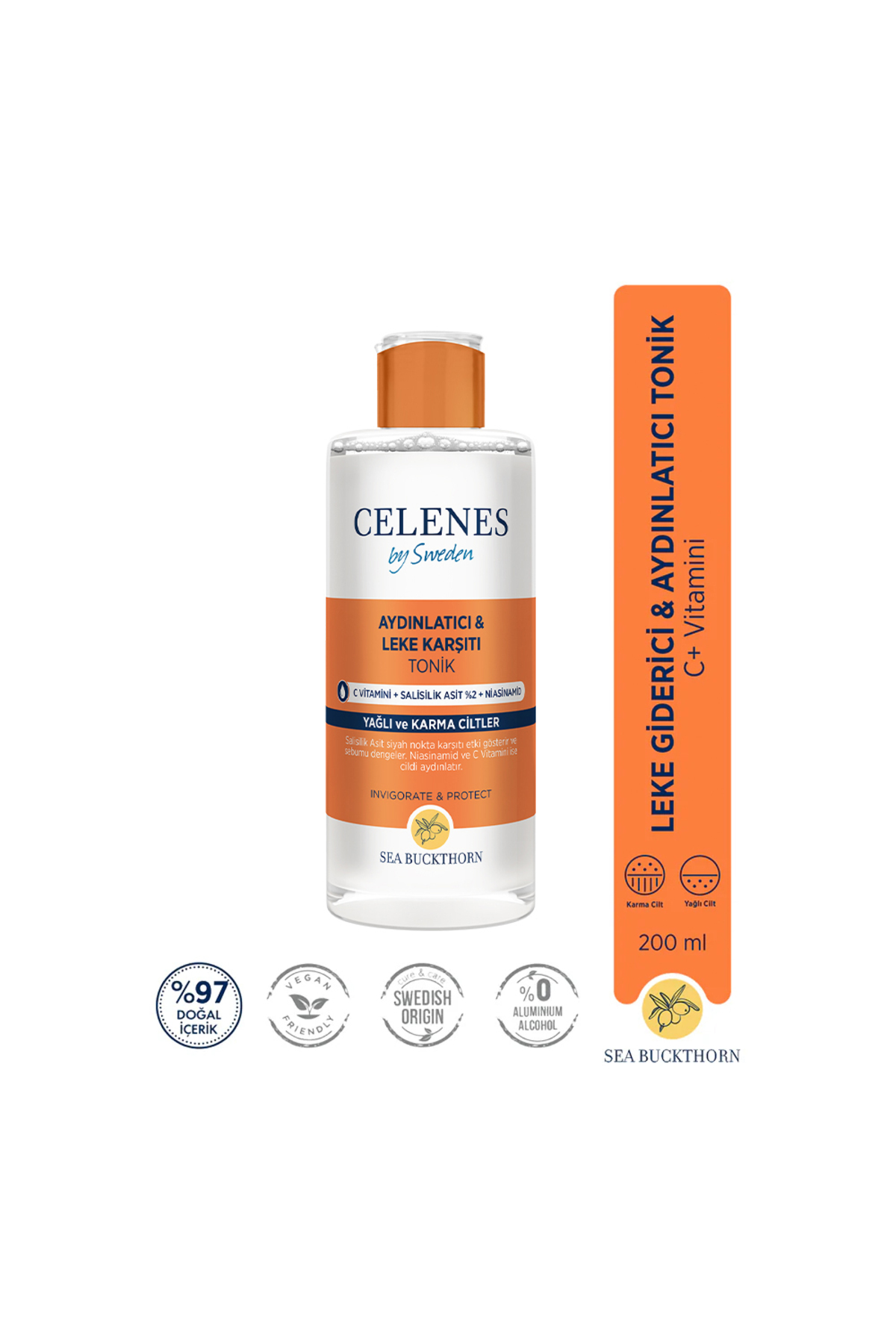 Celenes Salisilik Asit Ve Niacinamide Içeren , Gözenek Ve Leke Karşıtı Sea Buckthorn Tonik 200 ml