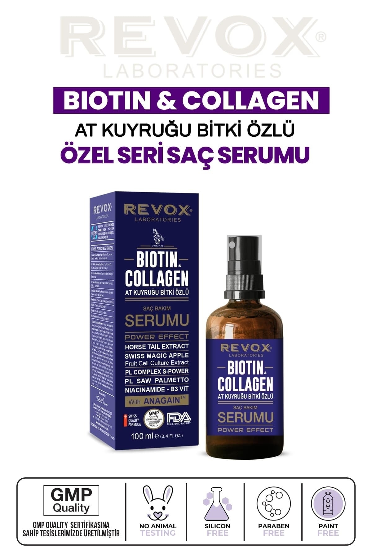 Revox Biotin & Collagen, At Kuyruğu Bitki Özlü Saç Bakım Serumu