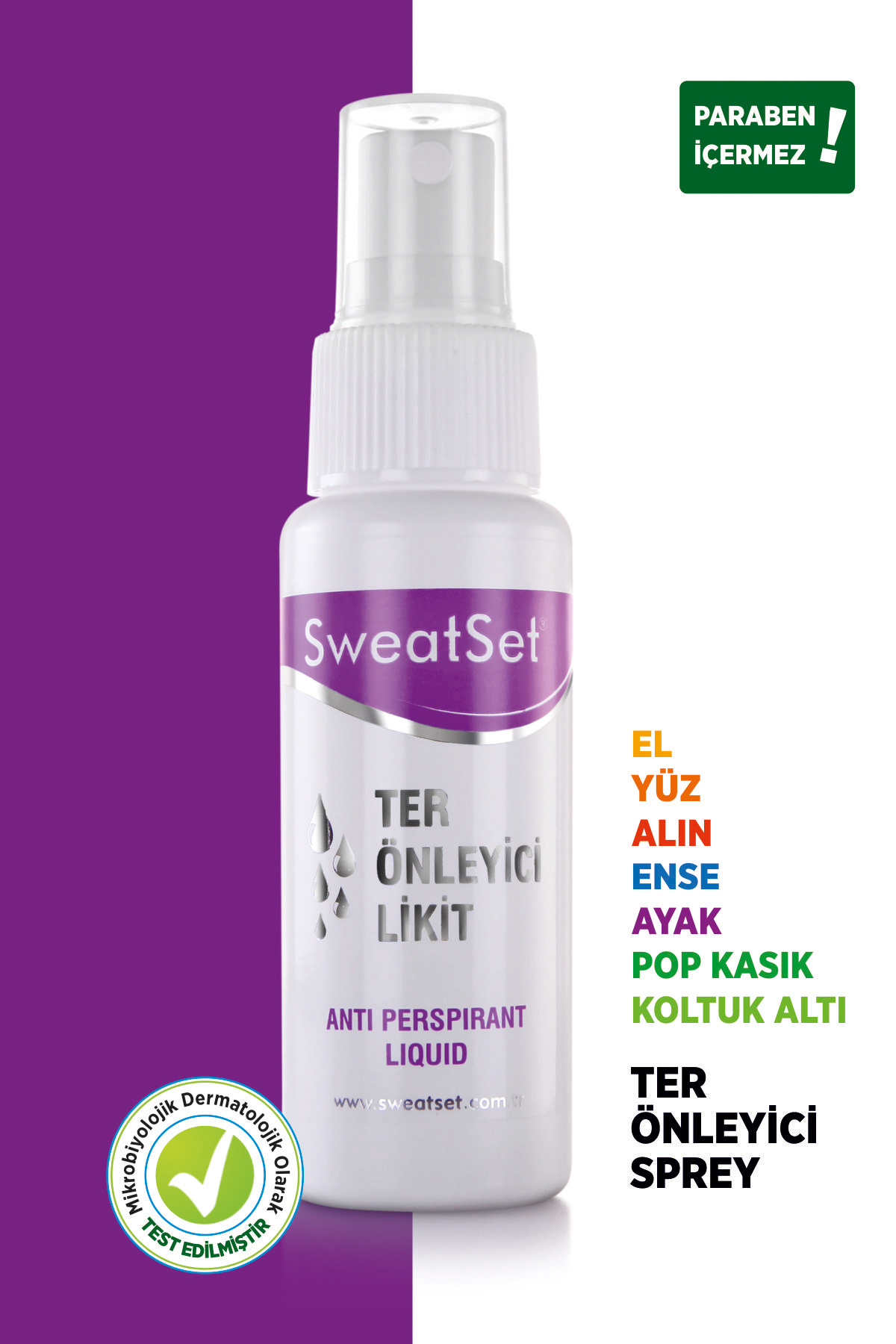 Terleme Önleyici Özel Formül Yüz, El, Sırt, Koltuk Altı, Ayak Terlemesi için 60 ml Sprey Kesin Çözüm