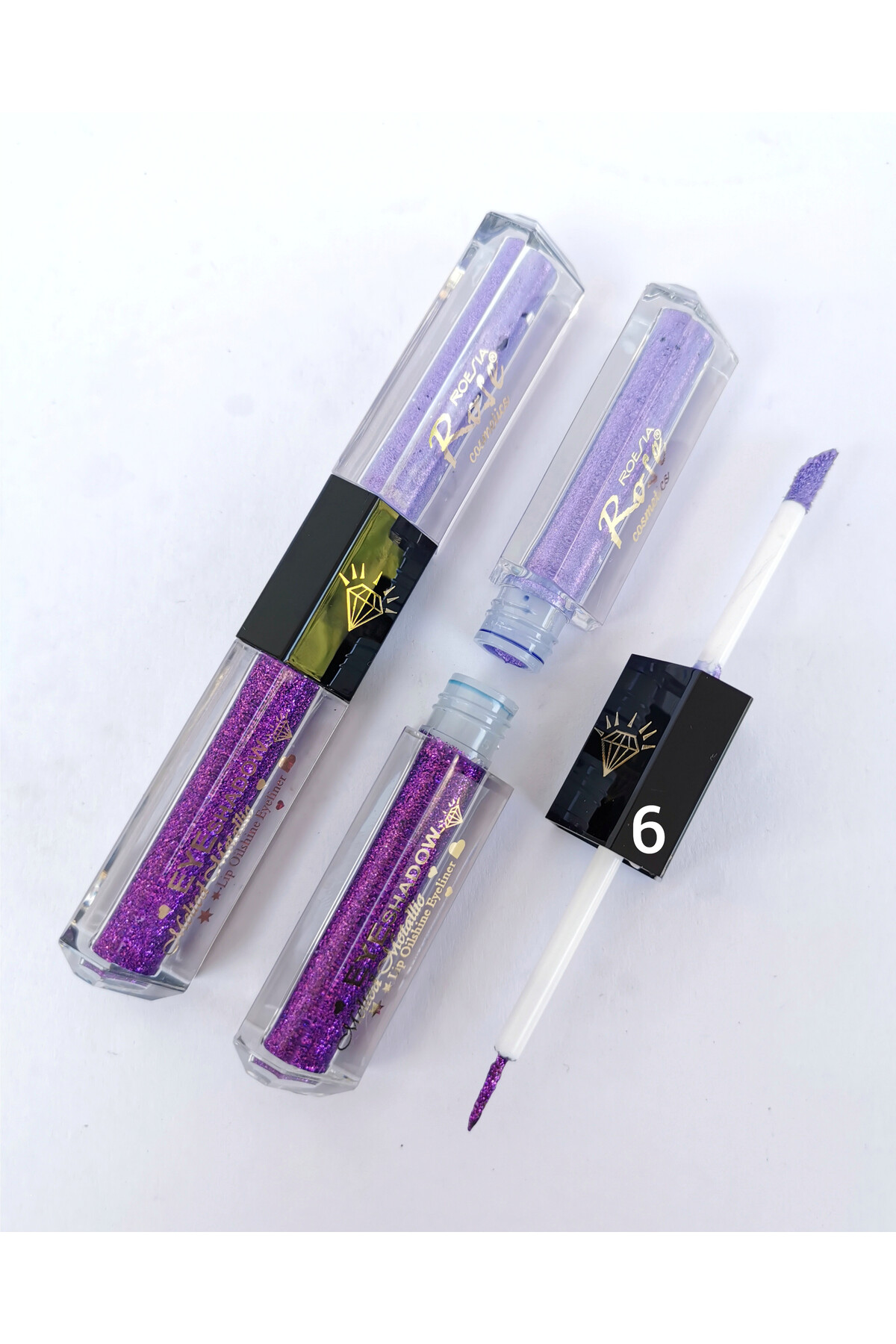 Roesıa Rose Cosmetics Rose Çift Taraflı Simli Likit Far, Simli Eyeliner & Eyeshadow Melted Metallic Lip Oilshine Eyeliner