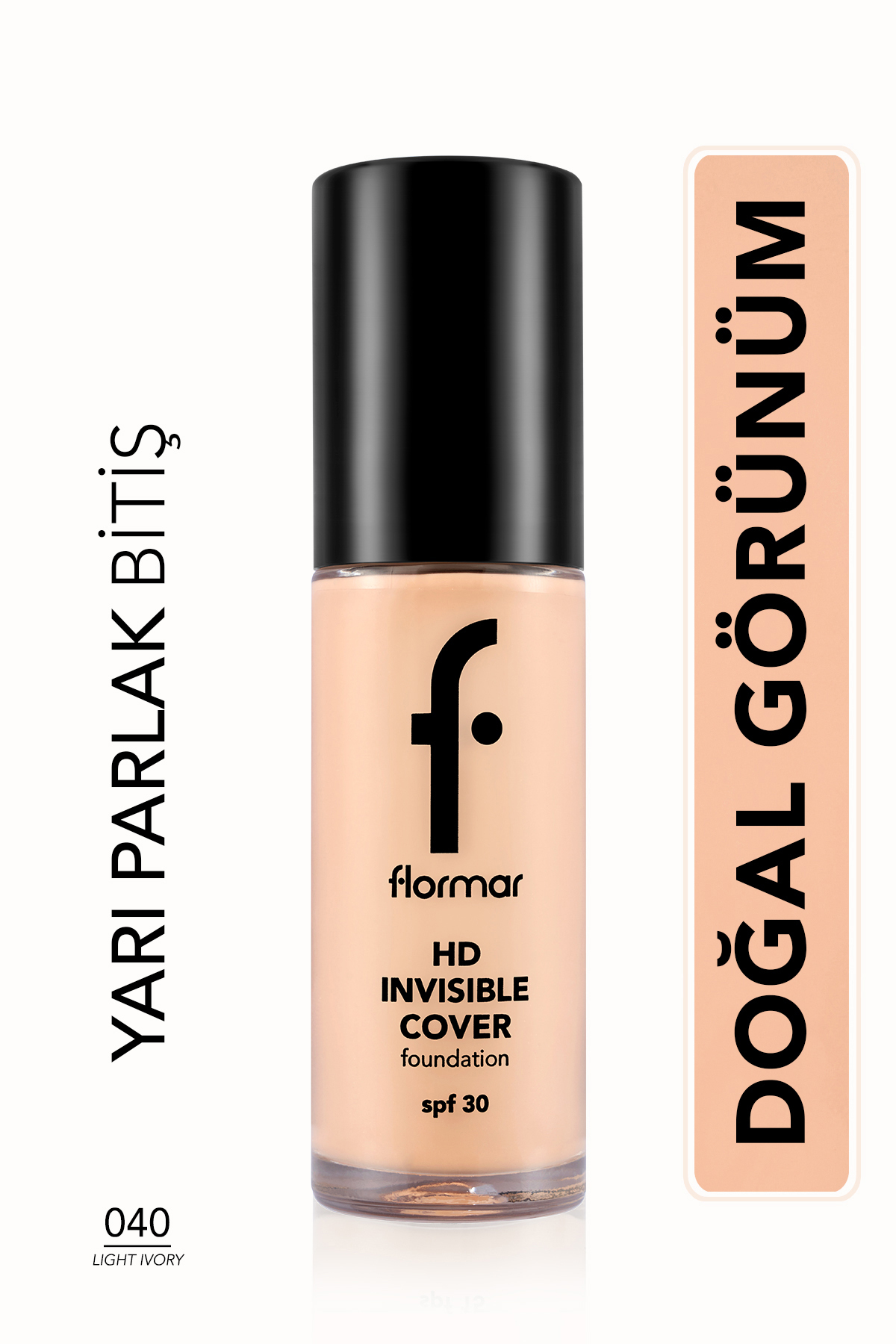 Flormar Invisible Cover HD Hafif Yapılı Yarı Parlak Bitişli SPF30 Fondöten