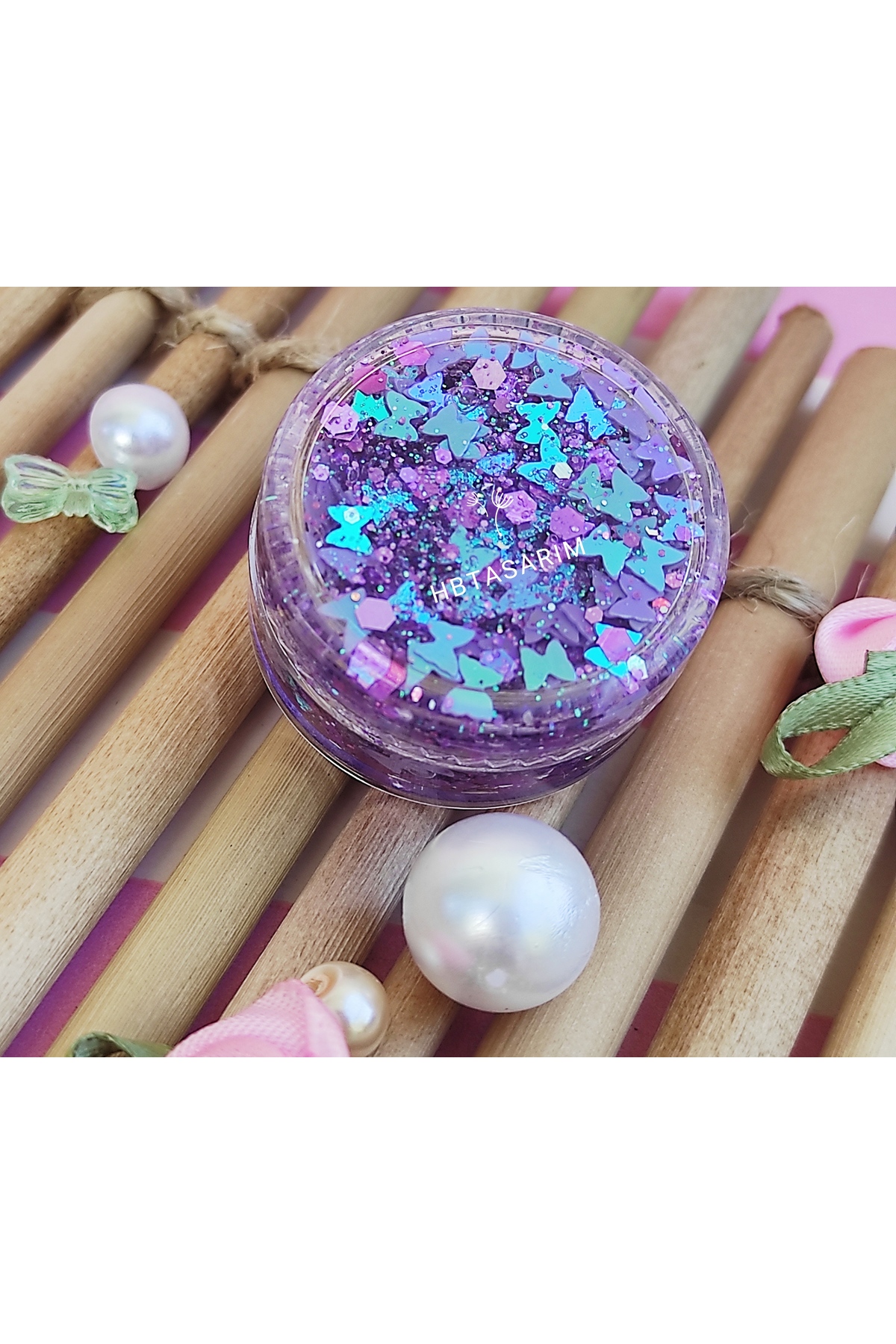 hbtasarim Glitter jel far kremsi yüz ve vücut simi kelebekli