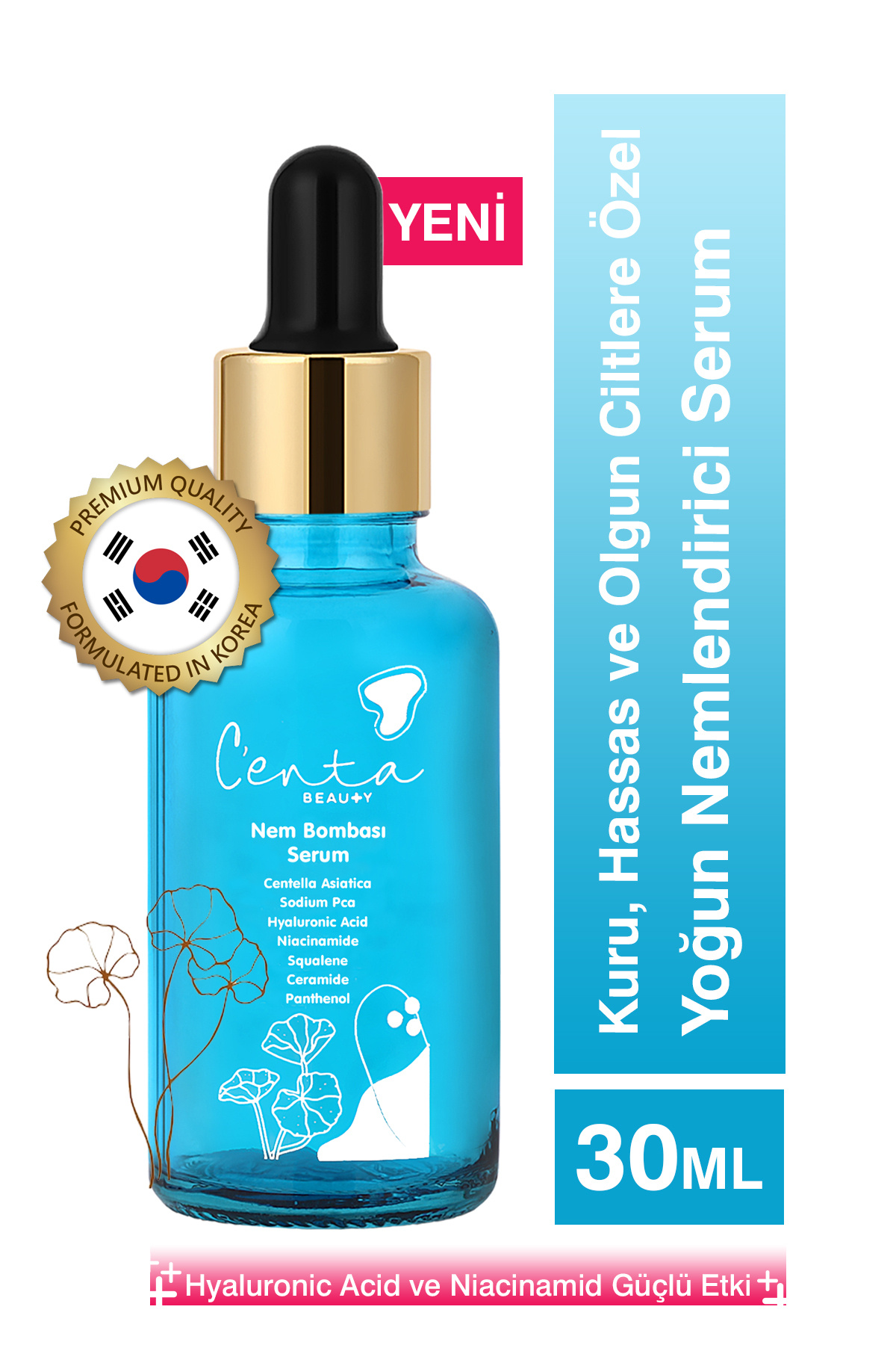 C'enta Beauty Kuru Ciltlere Nem Bombası Yaşlanma Karşıtı Nemlendirici Besleyici Onarıcı Serum (CİCA SERUM) - 30ml