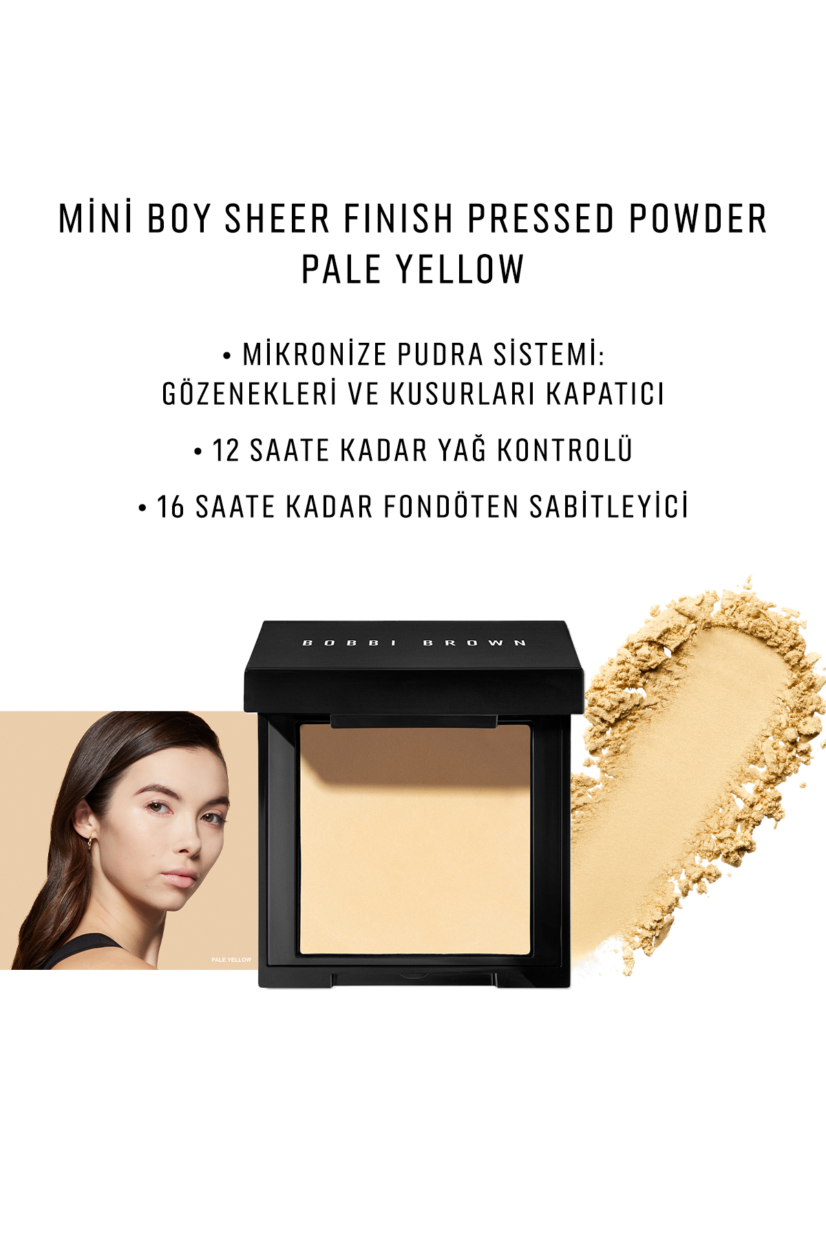 BOBBI BROWN Mini Sheer Finish Pressed Powder Kompakt Pudra - Pale Yellow 716170296944