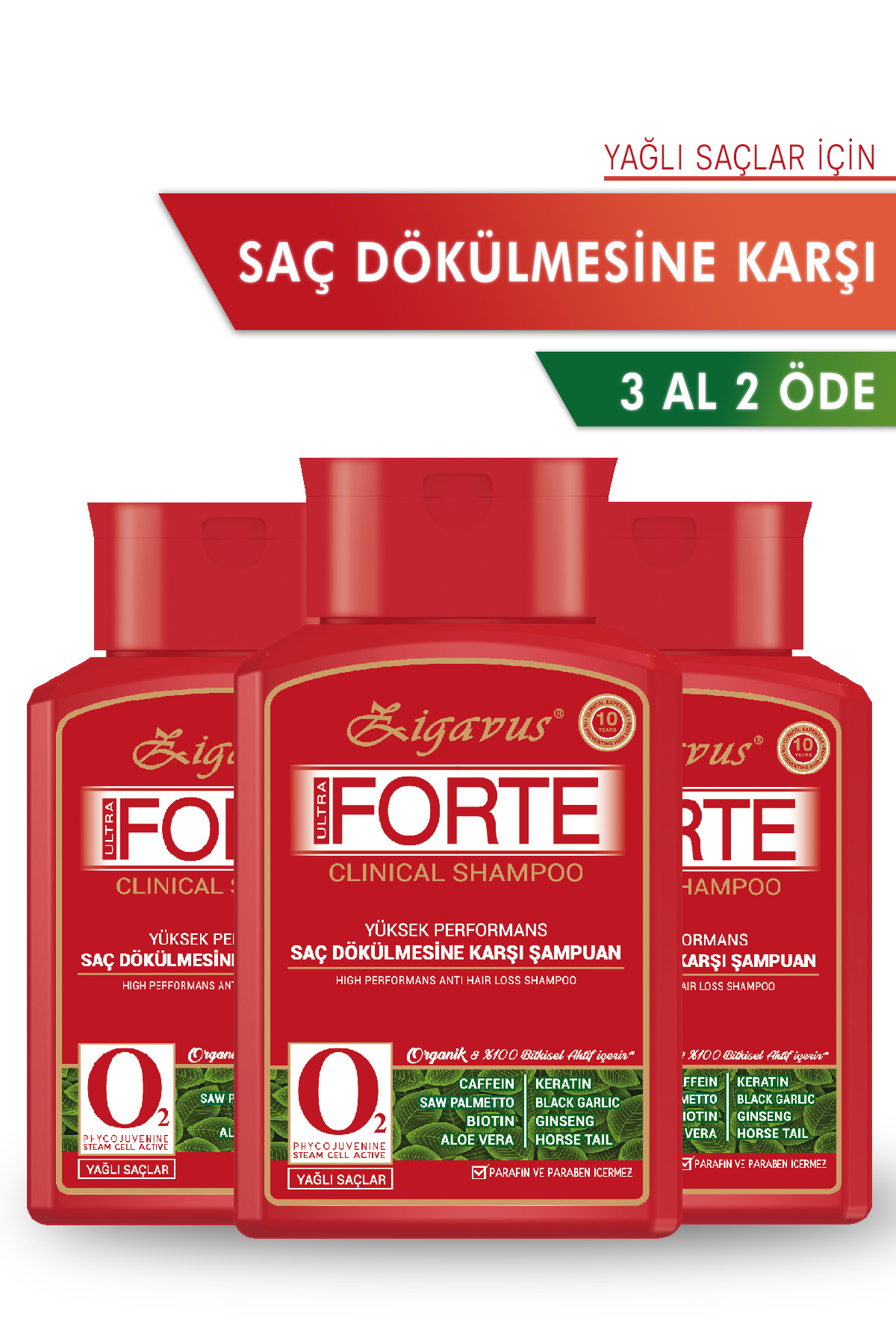 Zigavus Forte Yağlı Saçlar Için Saç Dökülmesine Karşı Şampuan 300ml 3 Al 2 Öde Keratin, Biotin