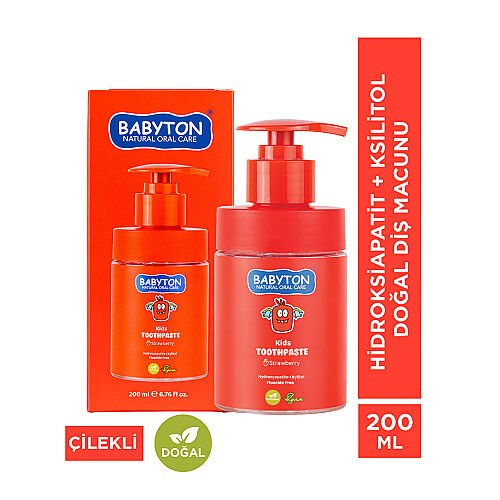 Babyton Kids Toothpaste Doğal Çilekli Diş Macunu 200 ml