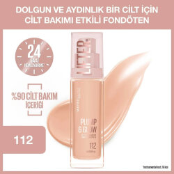 Maybelline New York Lifter Niasinamid ve Hyalüronik Asit İçeren Aydınlatıcı Fondöten 112