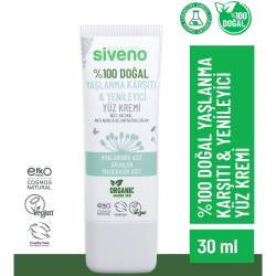 Siveno Yaşlanma Karşıtı Hyaluronik Asit Aydınlatıcı Yenileyici Canlandırıcı Doğal Yüz Kremi 30ml